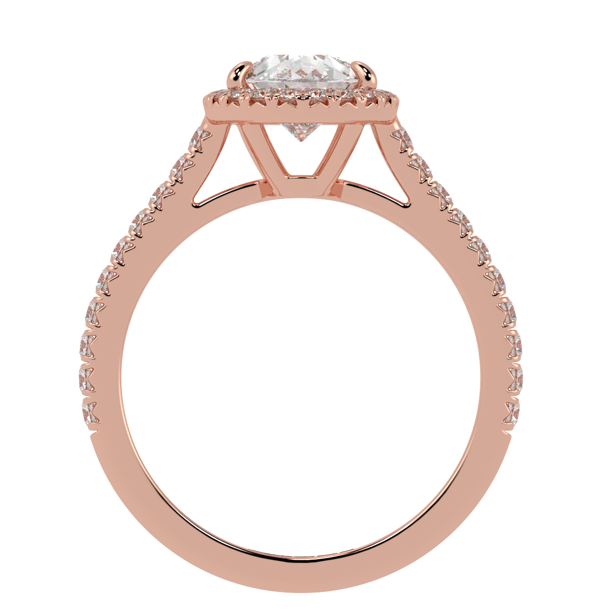 Pear Halo, 3/4 Pavé Band Rose Gold