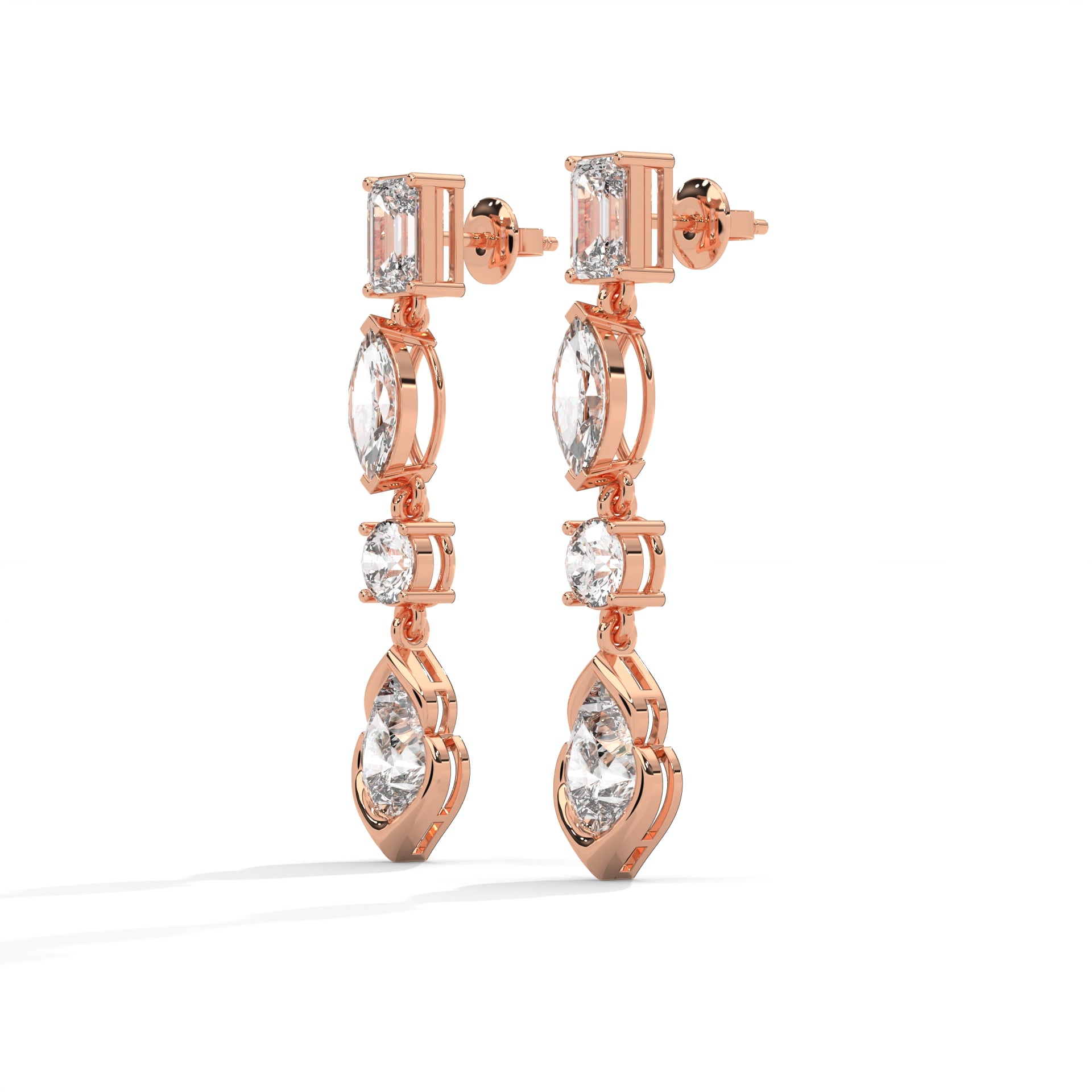 Four-Shape Diamond Drop Earrings