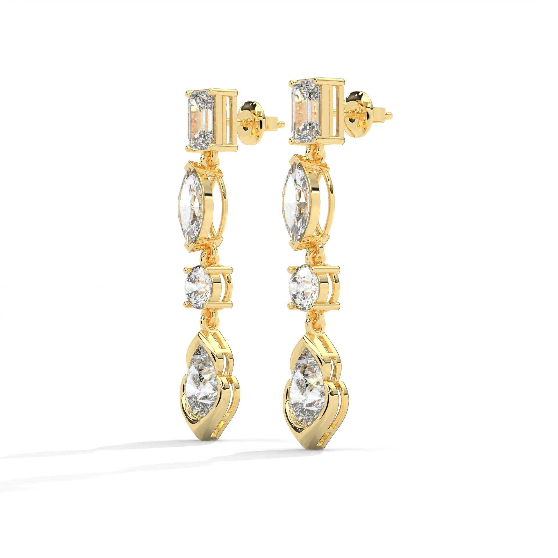 Four-Shape Diamond Drop Earrings