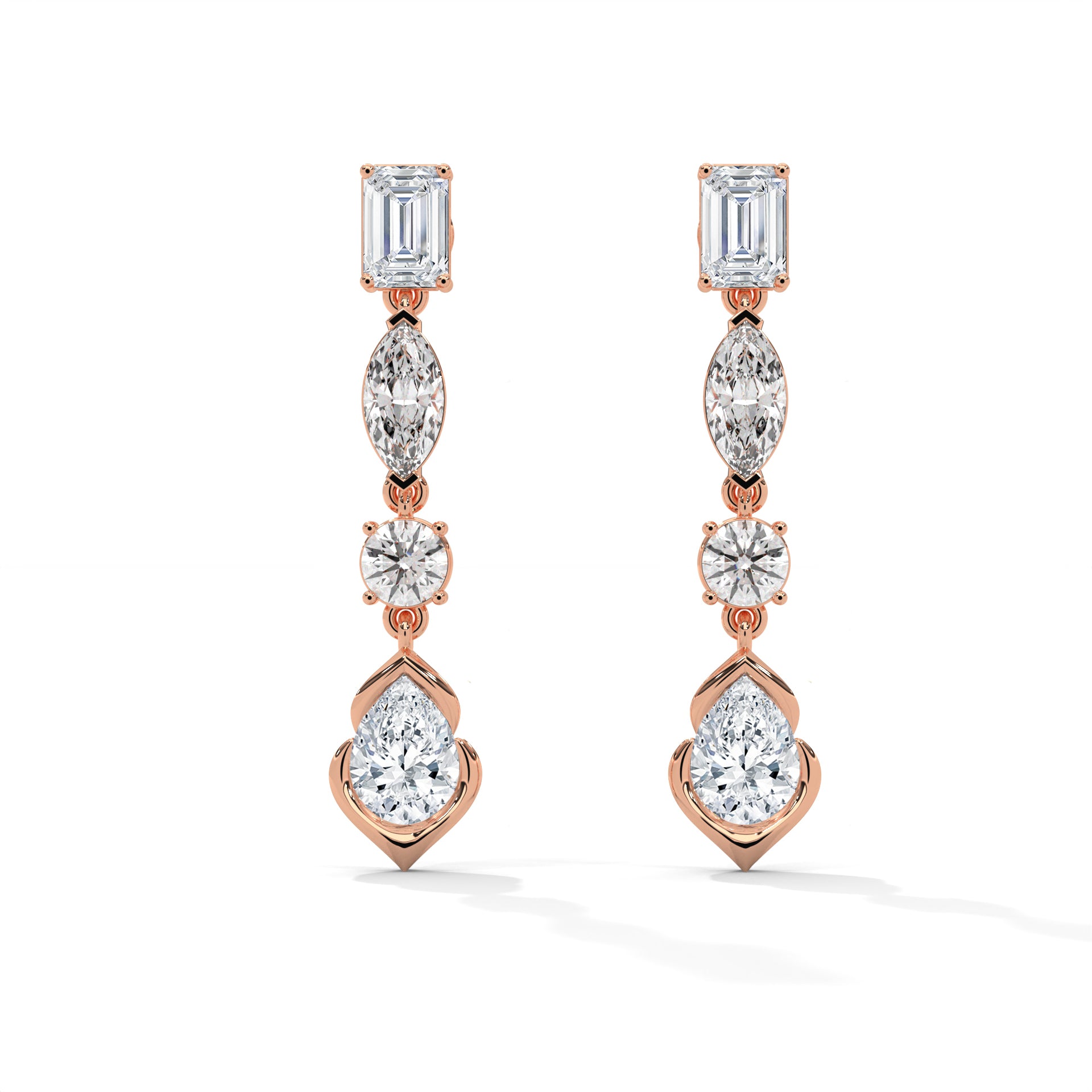 Four-Shape Diamond Drop Earrings