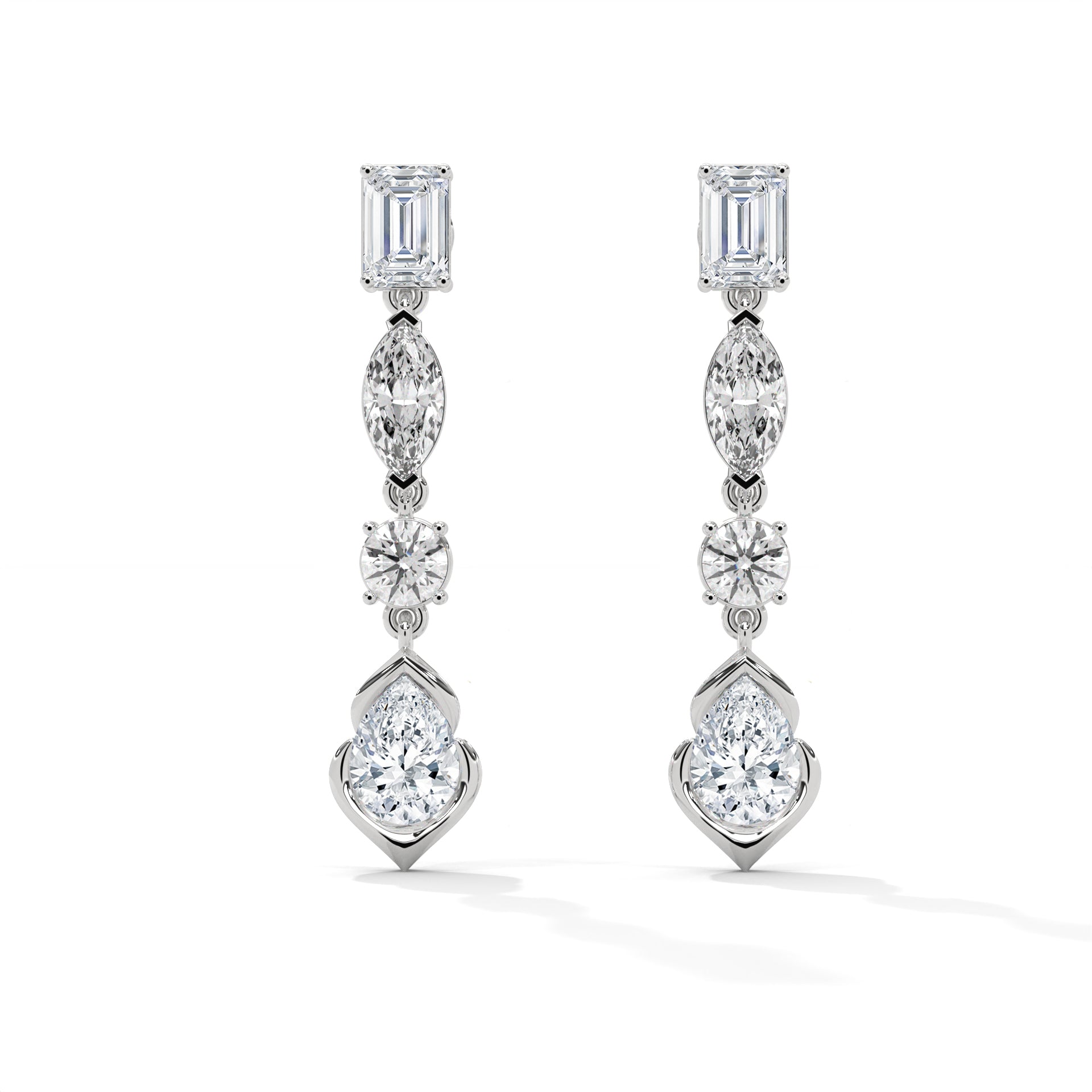 Four-Shape Diamond Drop Earrings