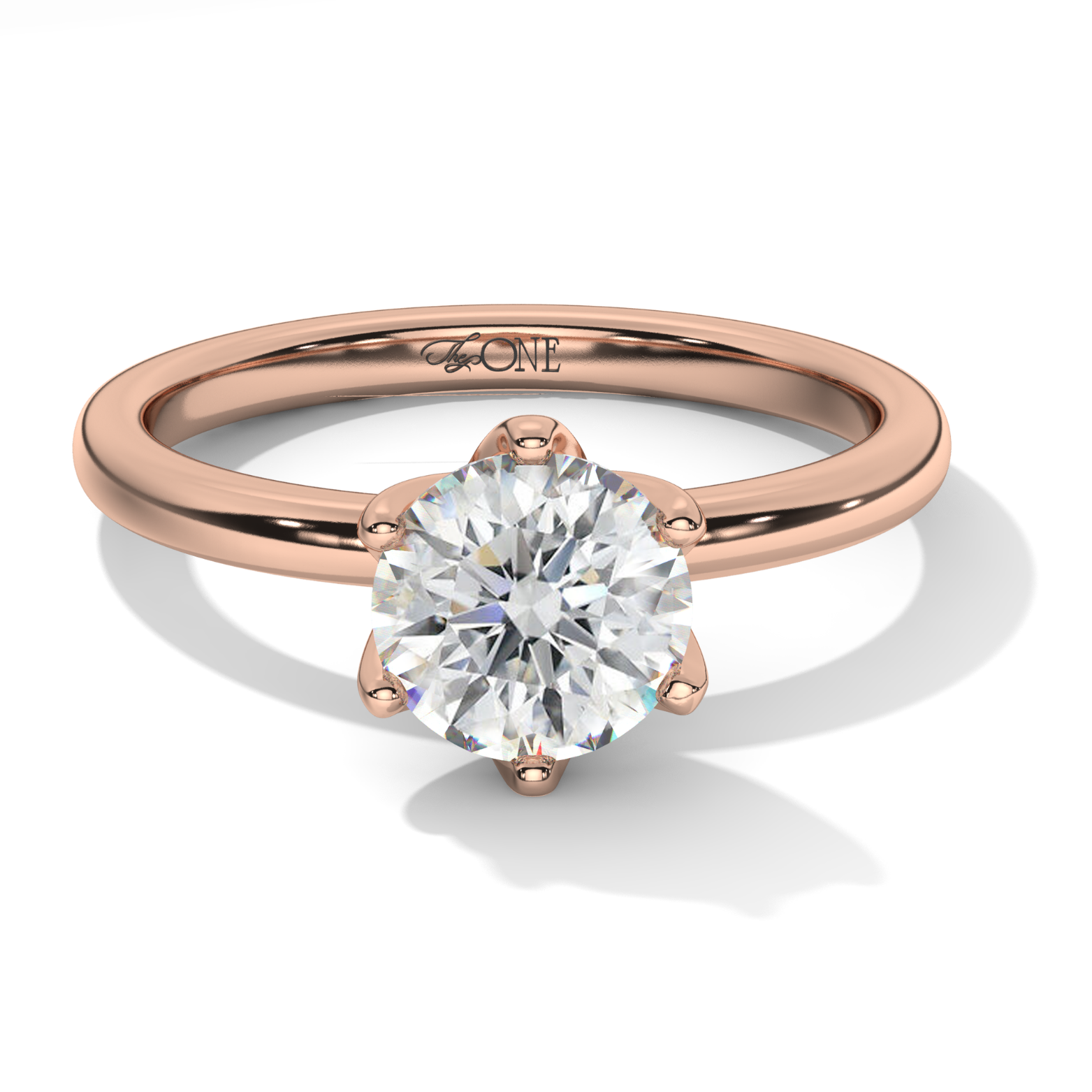 Petal-Set, Round 6-Claw Solitaire Engagement Ring Rose Gold