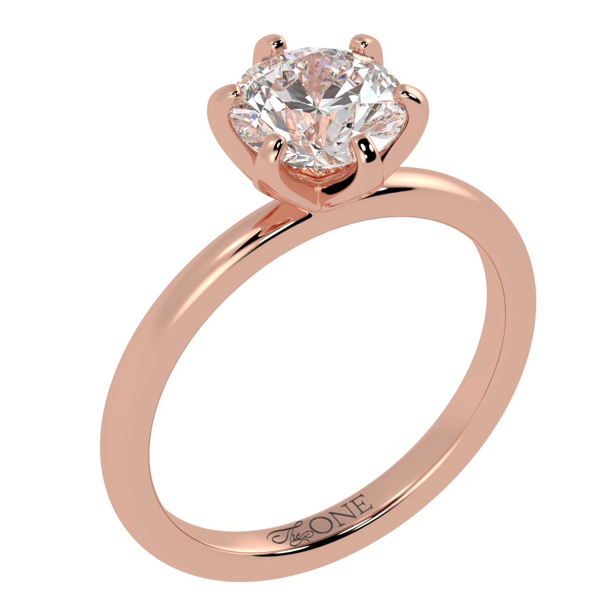 Petal-Set, Round 6-Claw Solitaire Engagement Ring Rose Gold