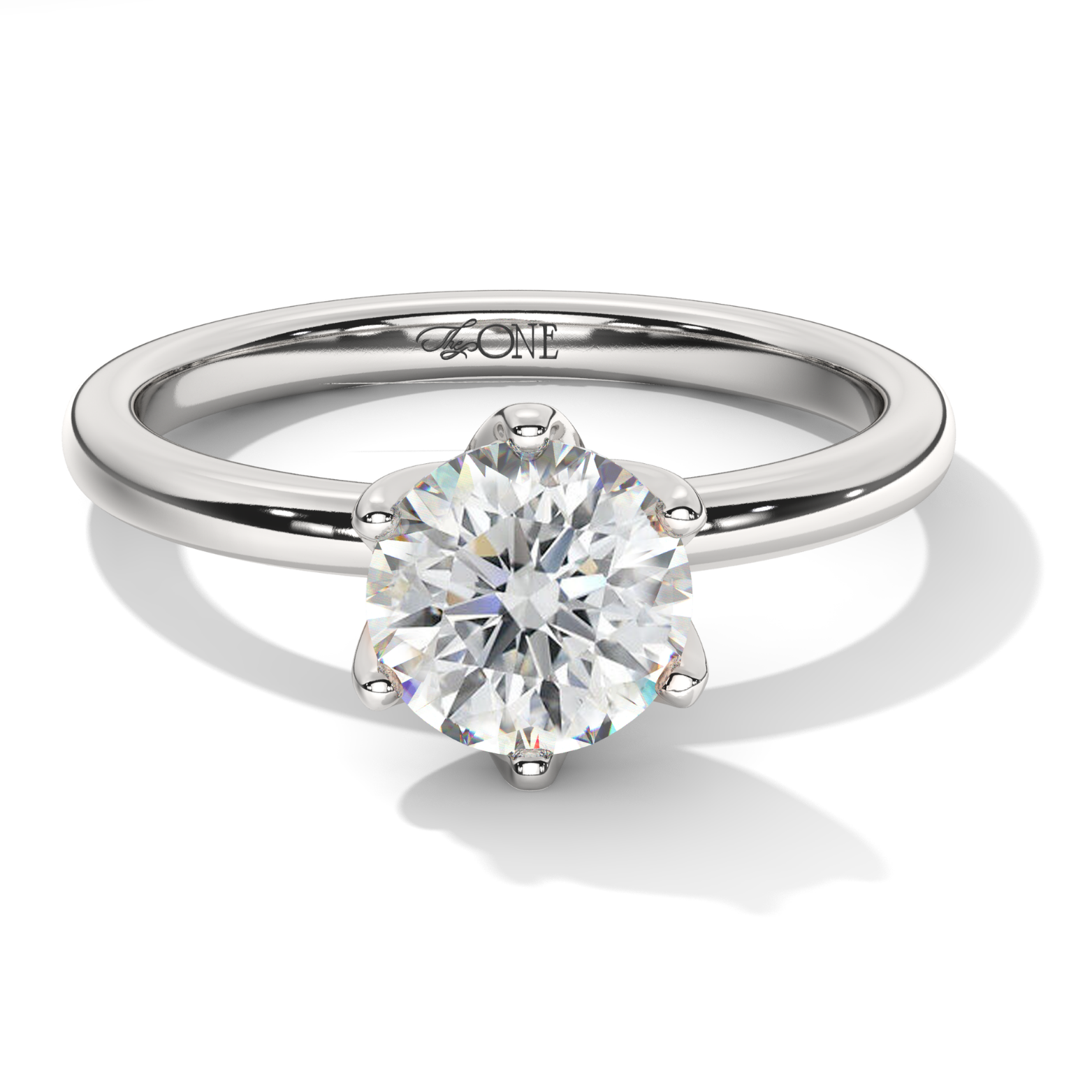 Petal-Set, Round 6-Claw Solitaire Engagement Ring White Gold