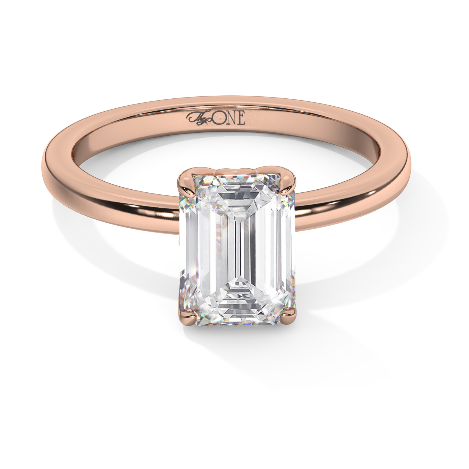 Petal Set Emerald Solitaire Engagement Ring Rose Gold