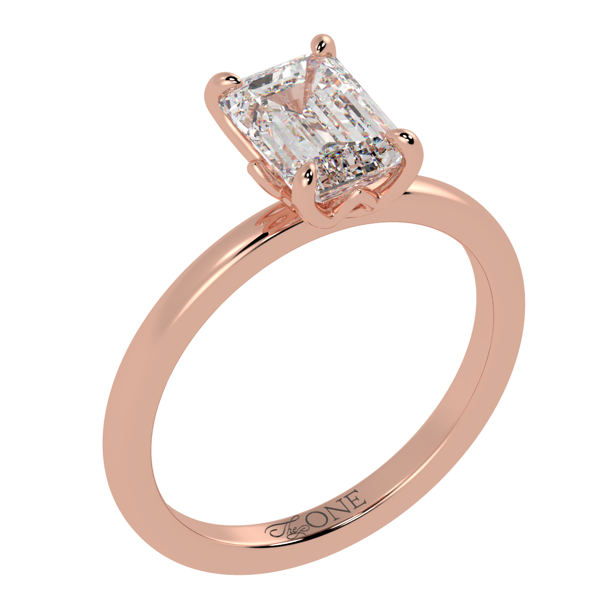 Petal Set Emerald Solitaire Engagement Ring Rose Gold