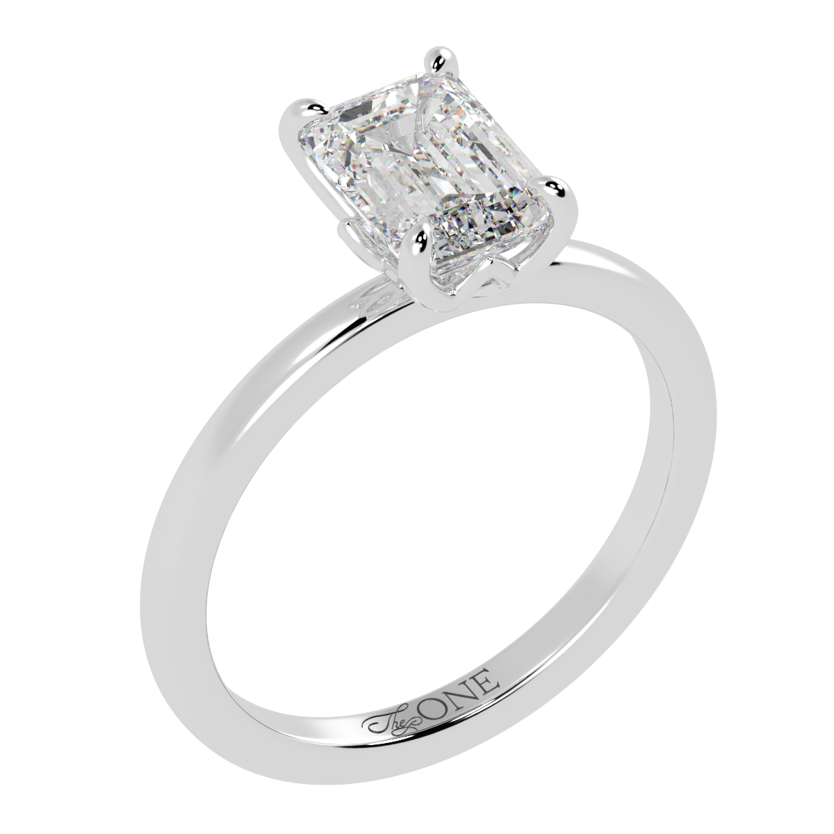 Petal Set Emerald Solitaire Engagement Ring White Gold