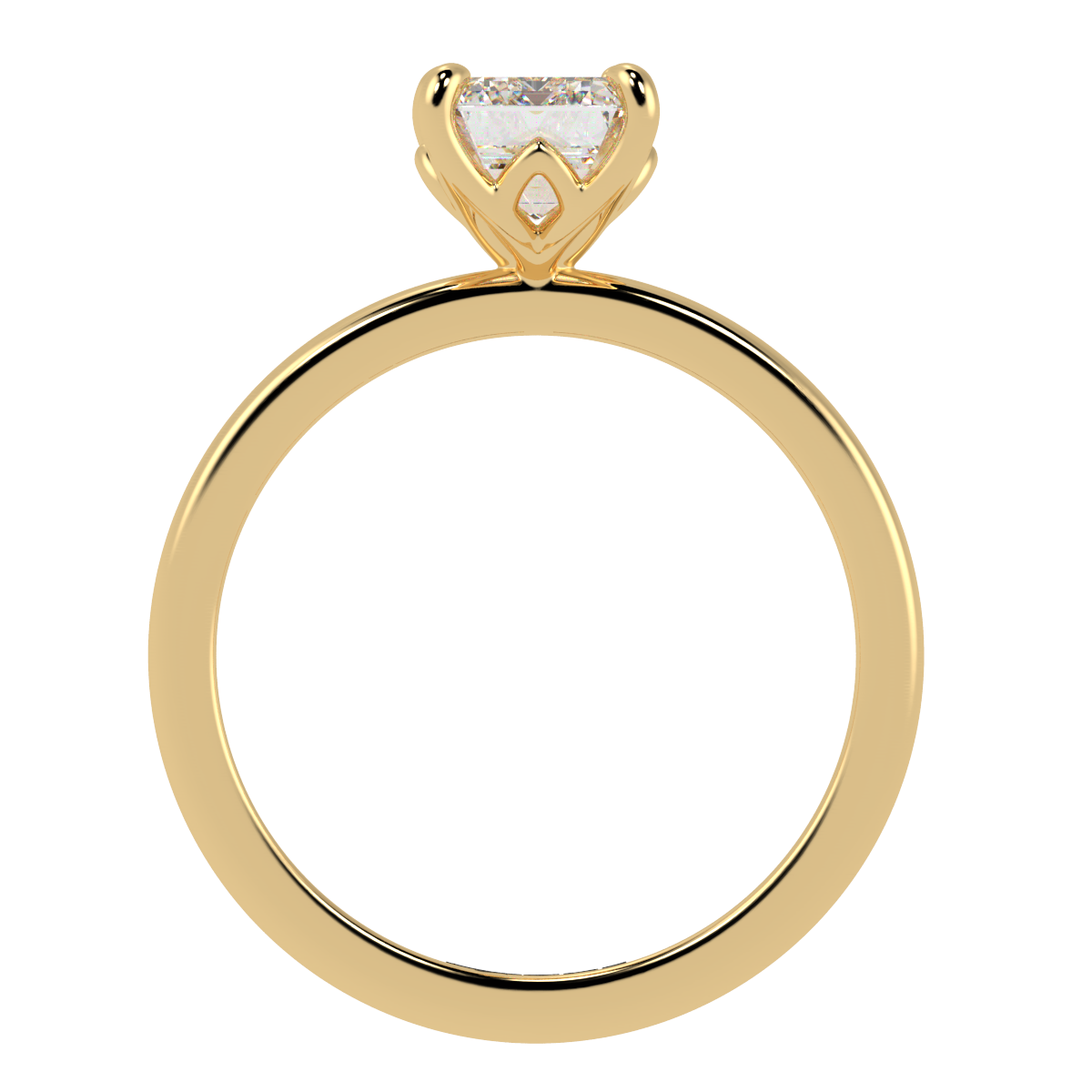 Petal Set Emerald Solitaire Engagement Ring Yellow Gold