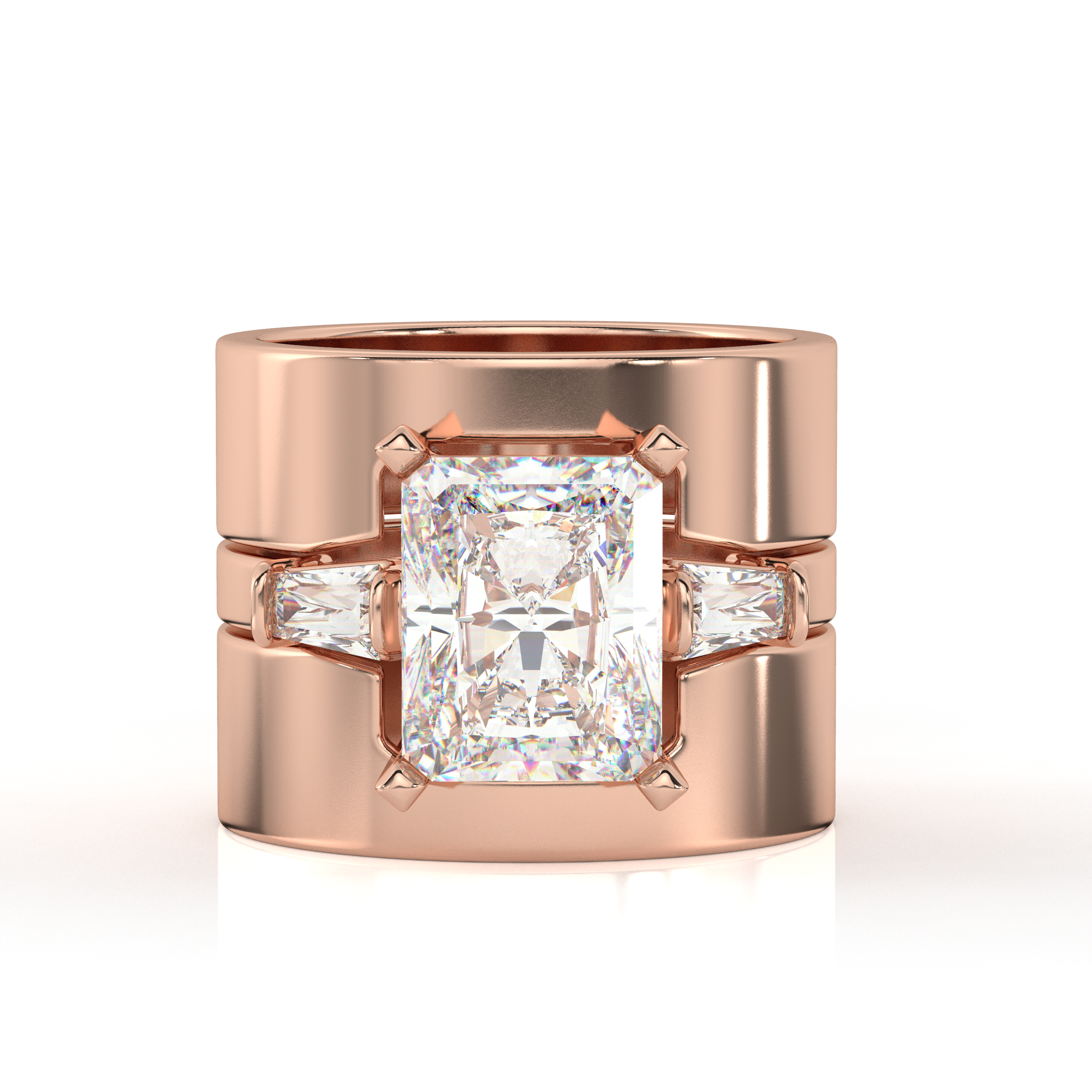 Radiant Bridal Engagement Ring Rose Gold