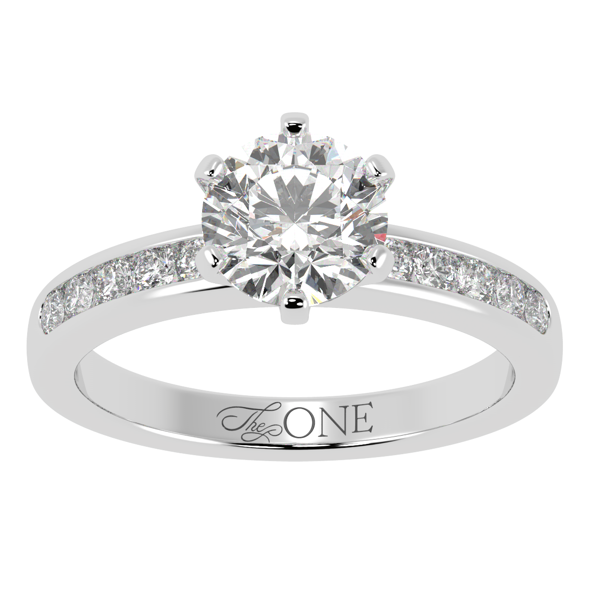 Round 6-Claw Channel Set Engagement Ring