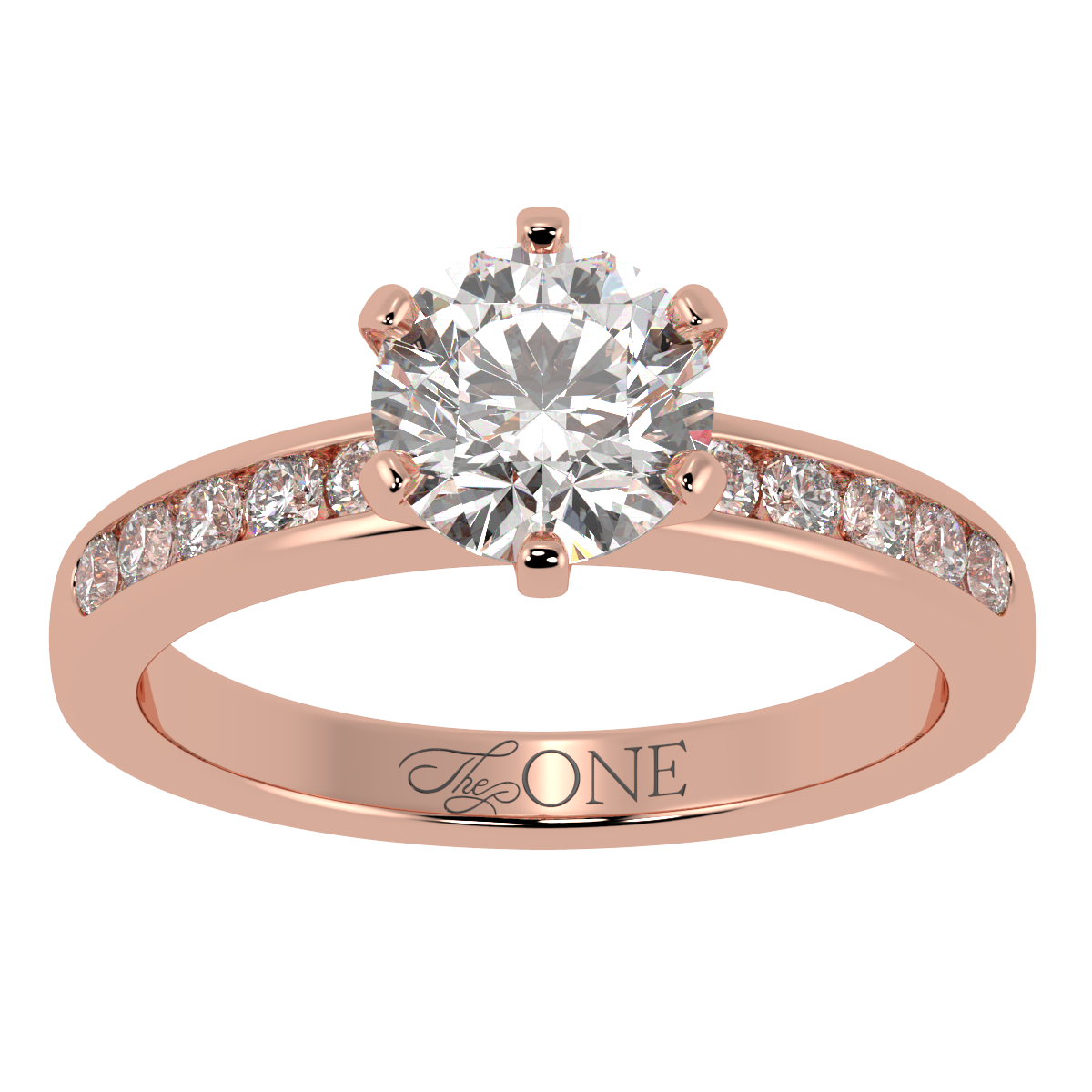 Round 6-Claw Channel Set Engagement Ring