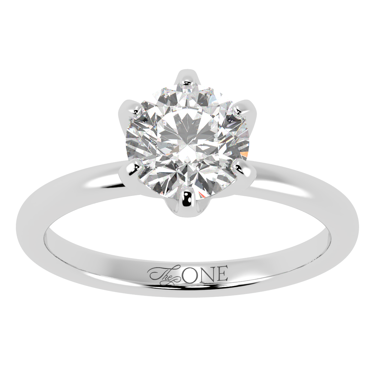 Round Petal Solitaire Engagement Ring