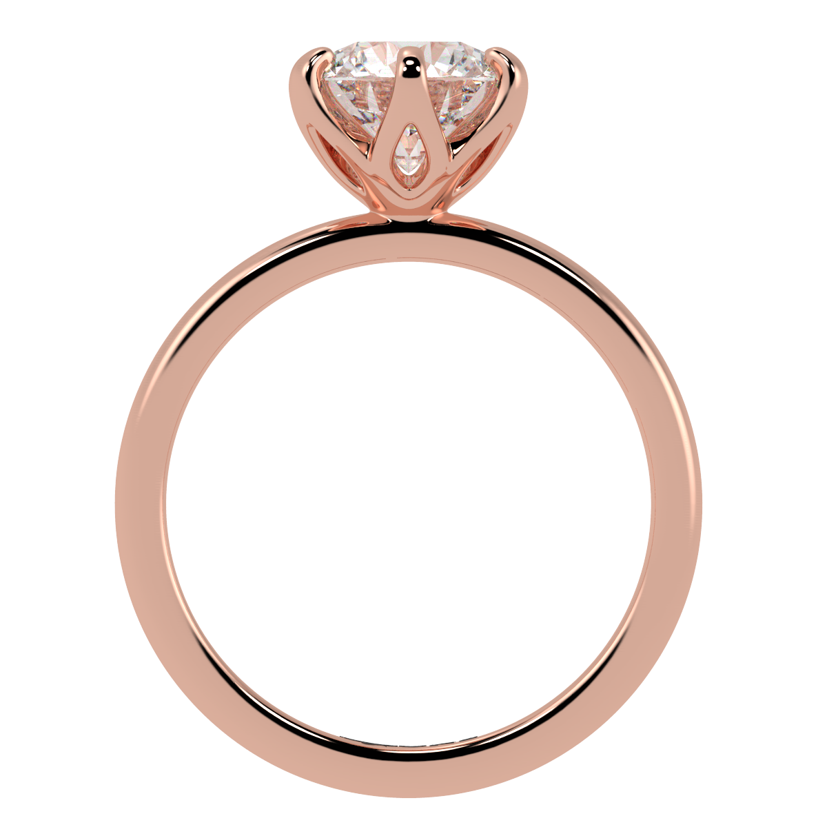 Petal-Set, Round 6-Claw Solitaire Engagement Ring