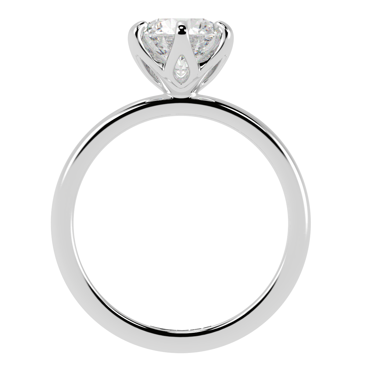 Petal-Set, Round 6-Claw Solitaire Engagement Ring