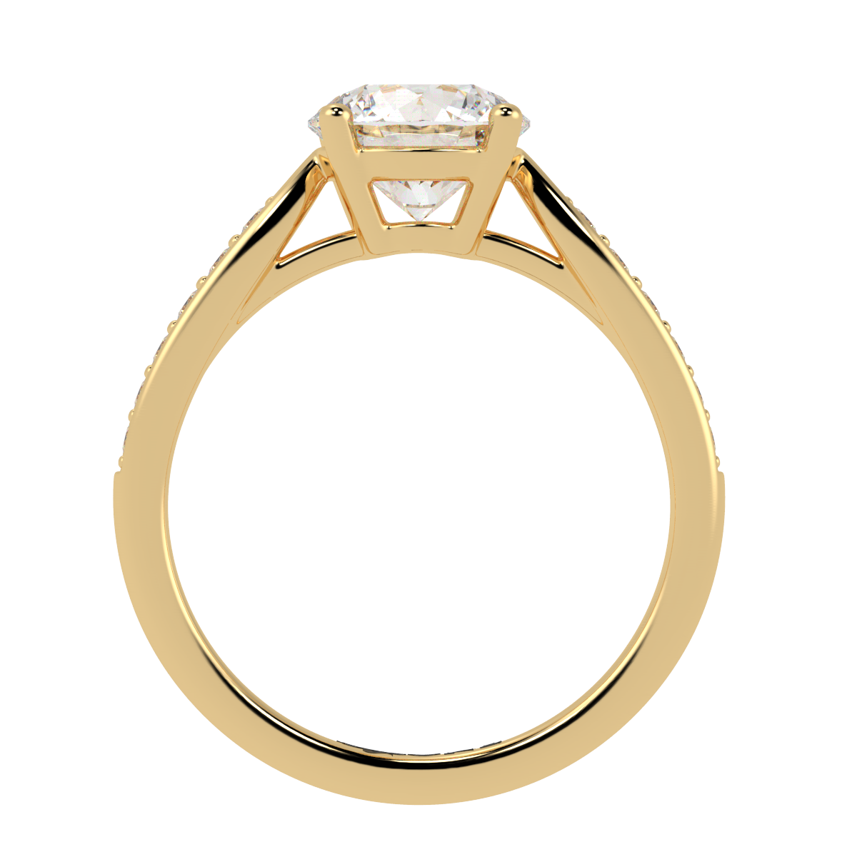 Round, 4-Claw with Tapered Accent Stone Band