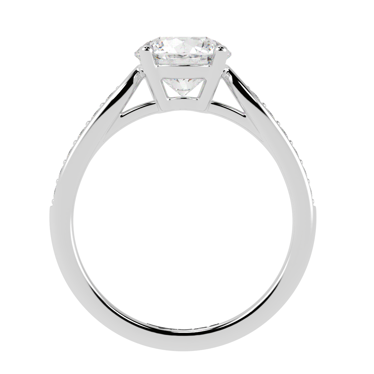 Round Diamond with Tapered Accent Stone Band