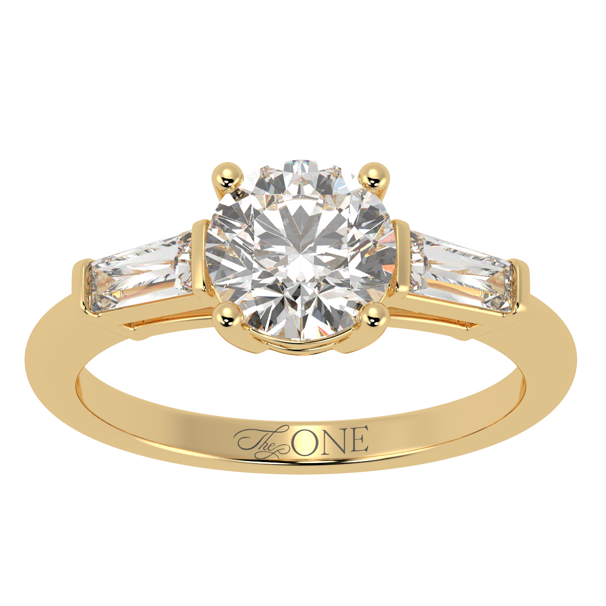 Round & Baguette Trilogy Diamond Engagement Ring