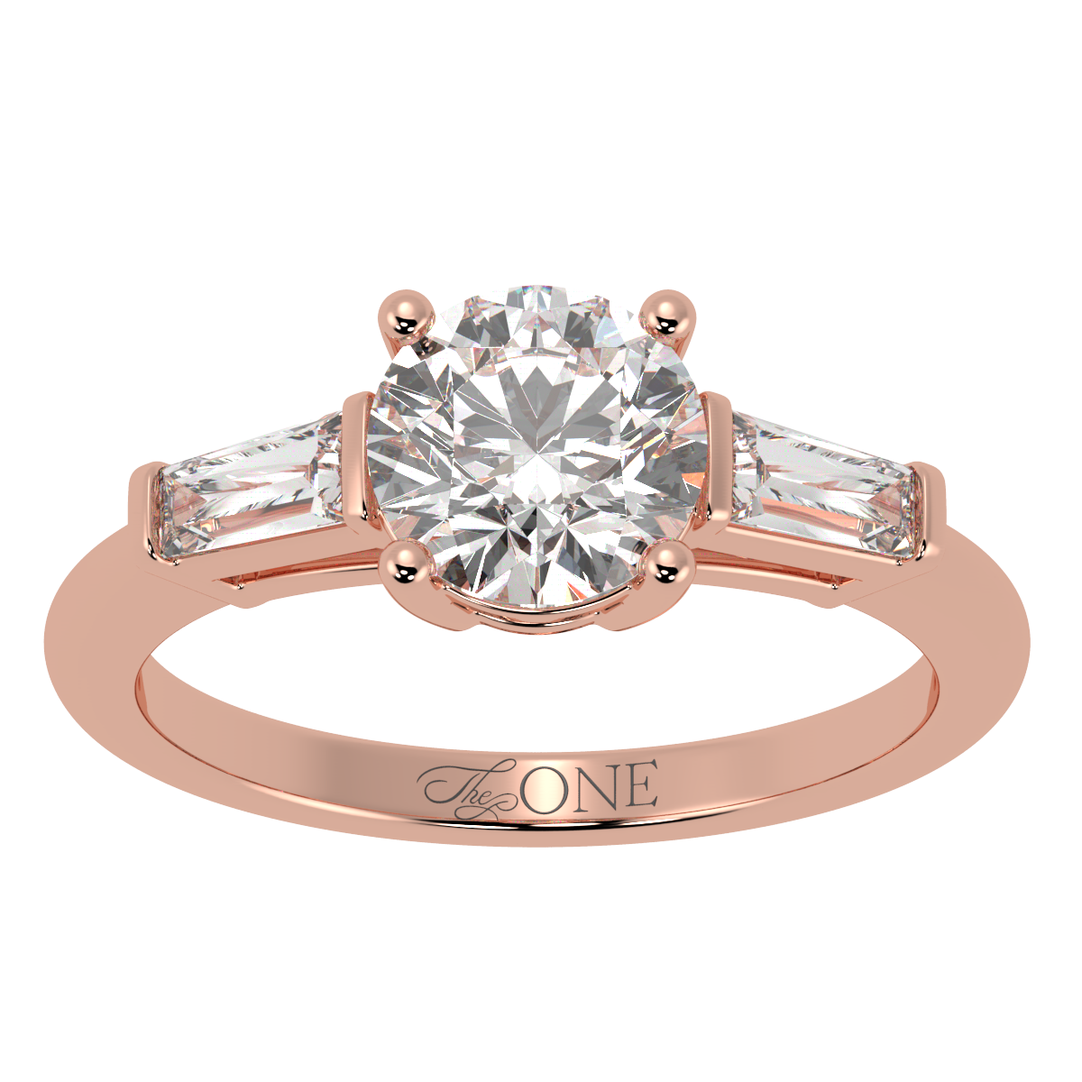 Round & Baguette Trilogy Diamond Engagement Ring