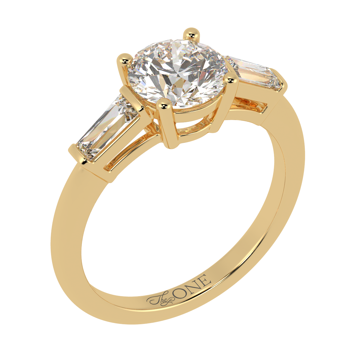 Round & Baguette Trilogy Diamond Engagement Ring