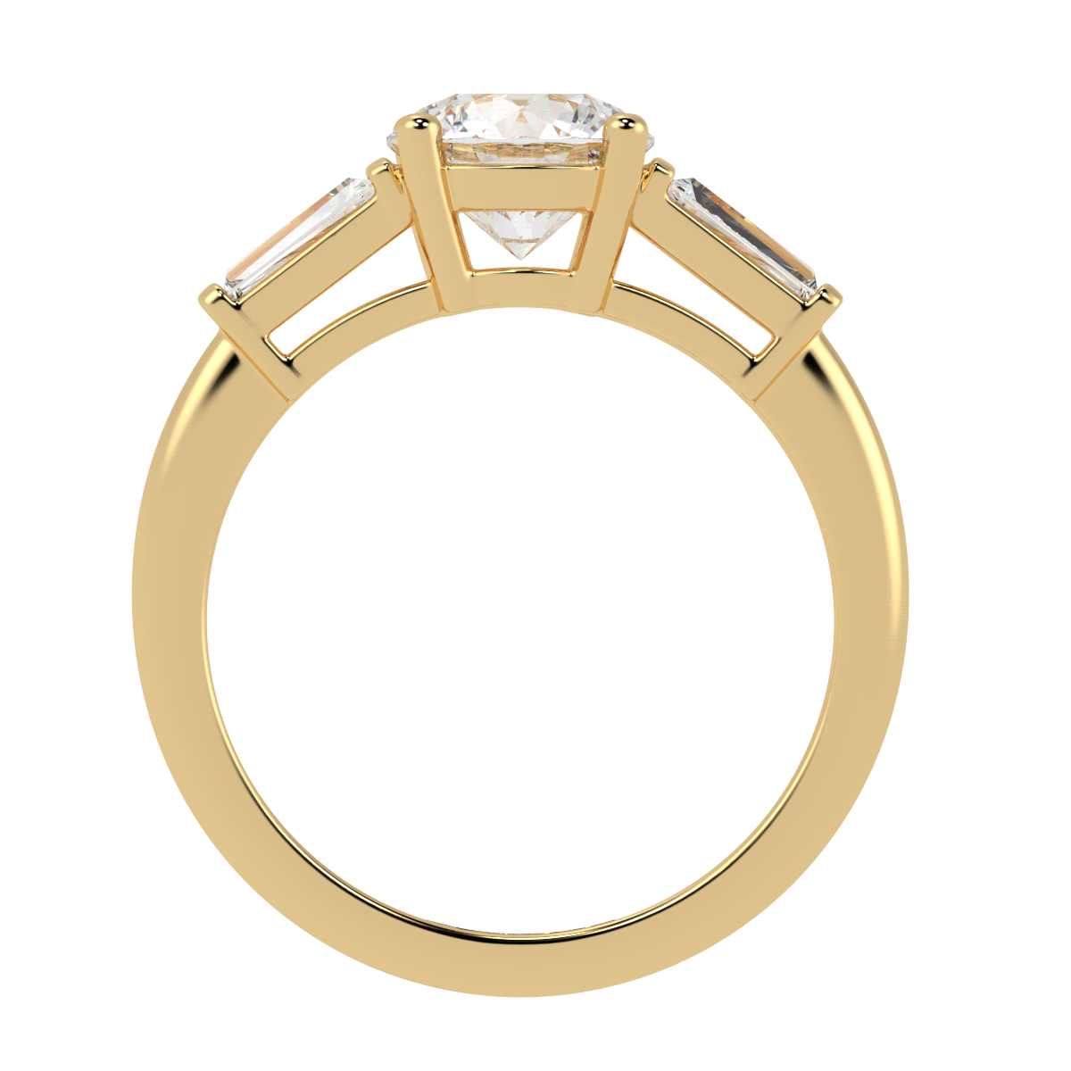 Round & Baguette Trilogy Diamond Engagement Ring