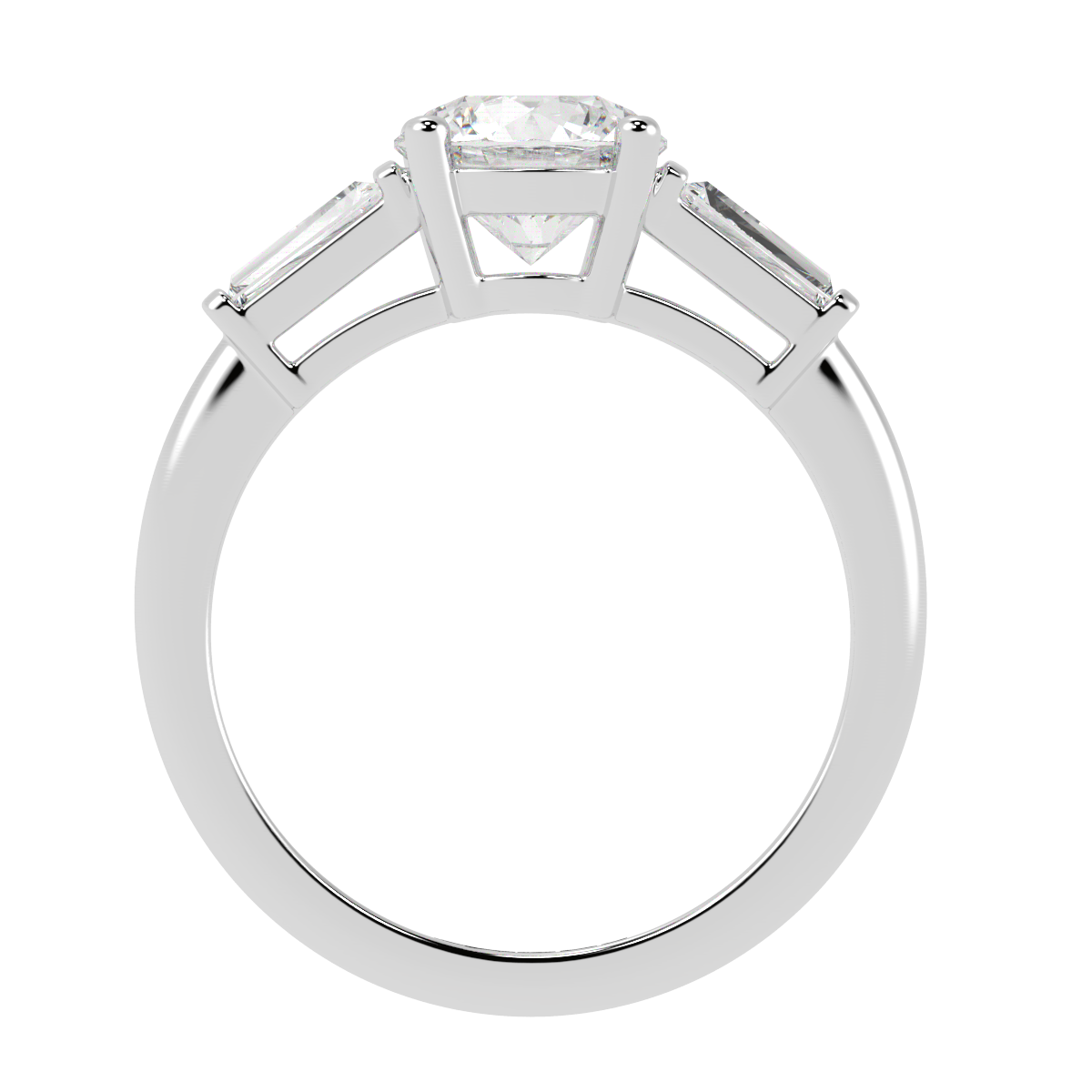 Round & Baguette Trilogy Diamond Engagement Ring