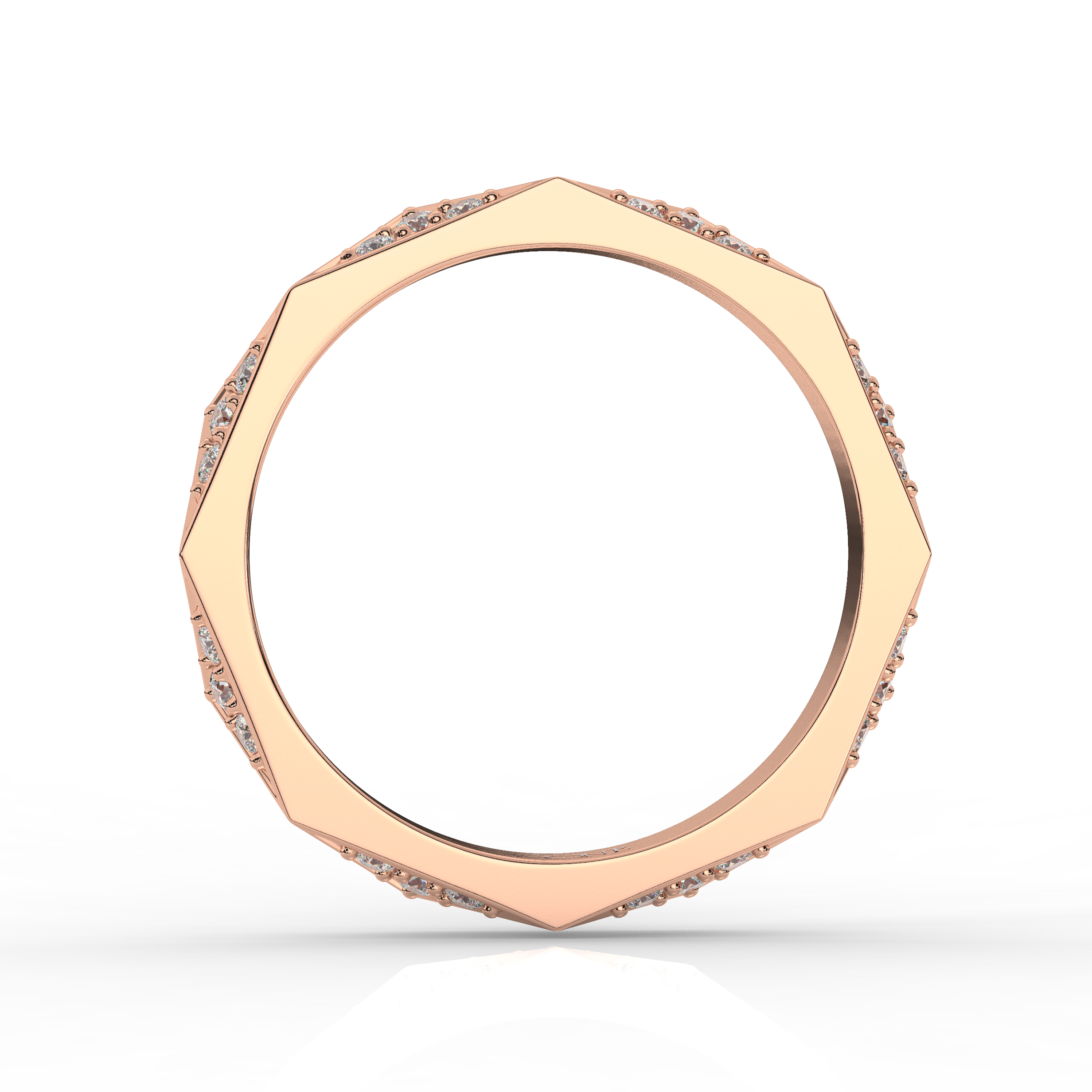 Round Diamond Geometric Wedding Band Rose Gold
