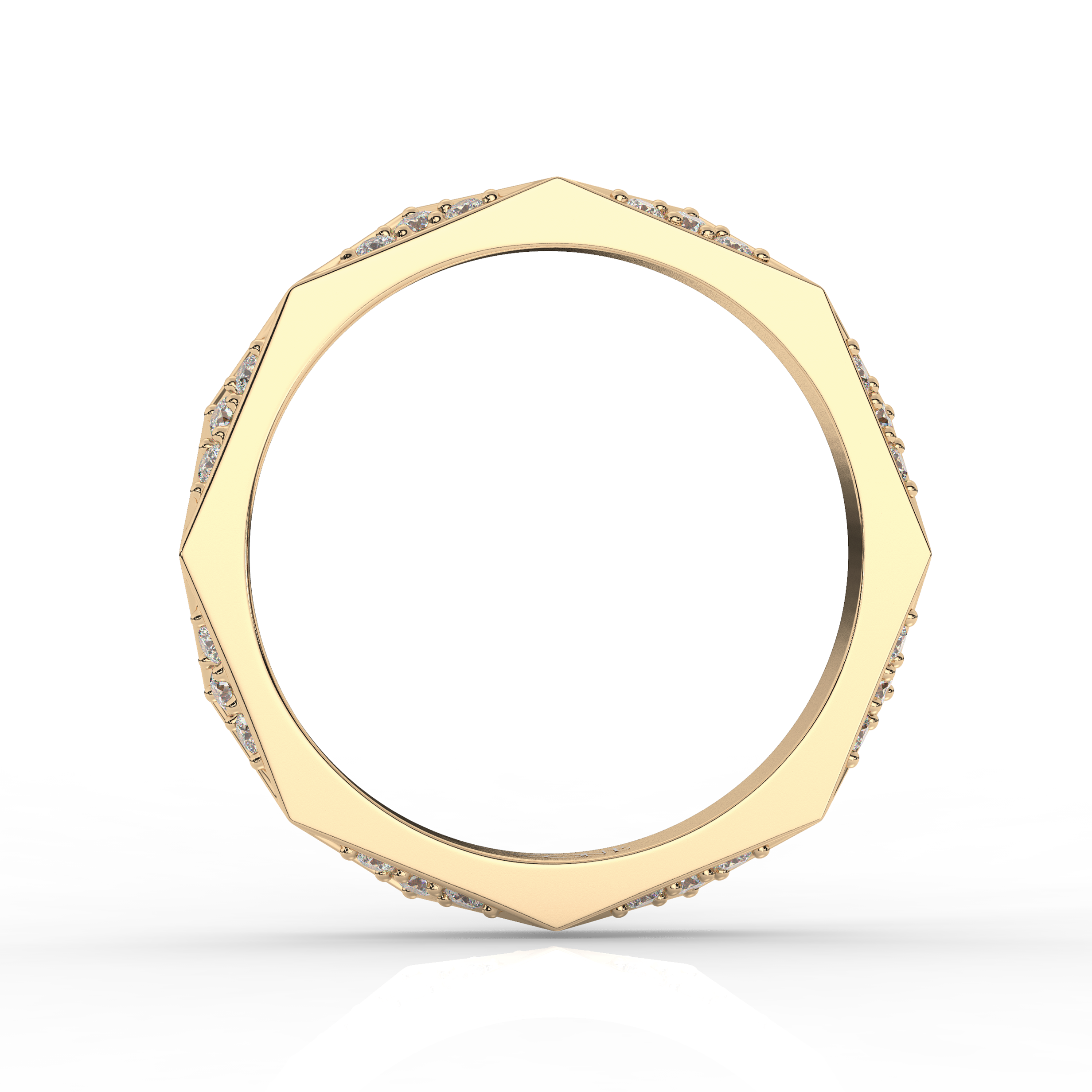 Round Diamond Geometric Wedding Band Yellow Gold