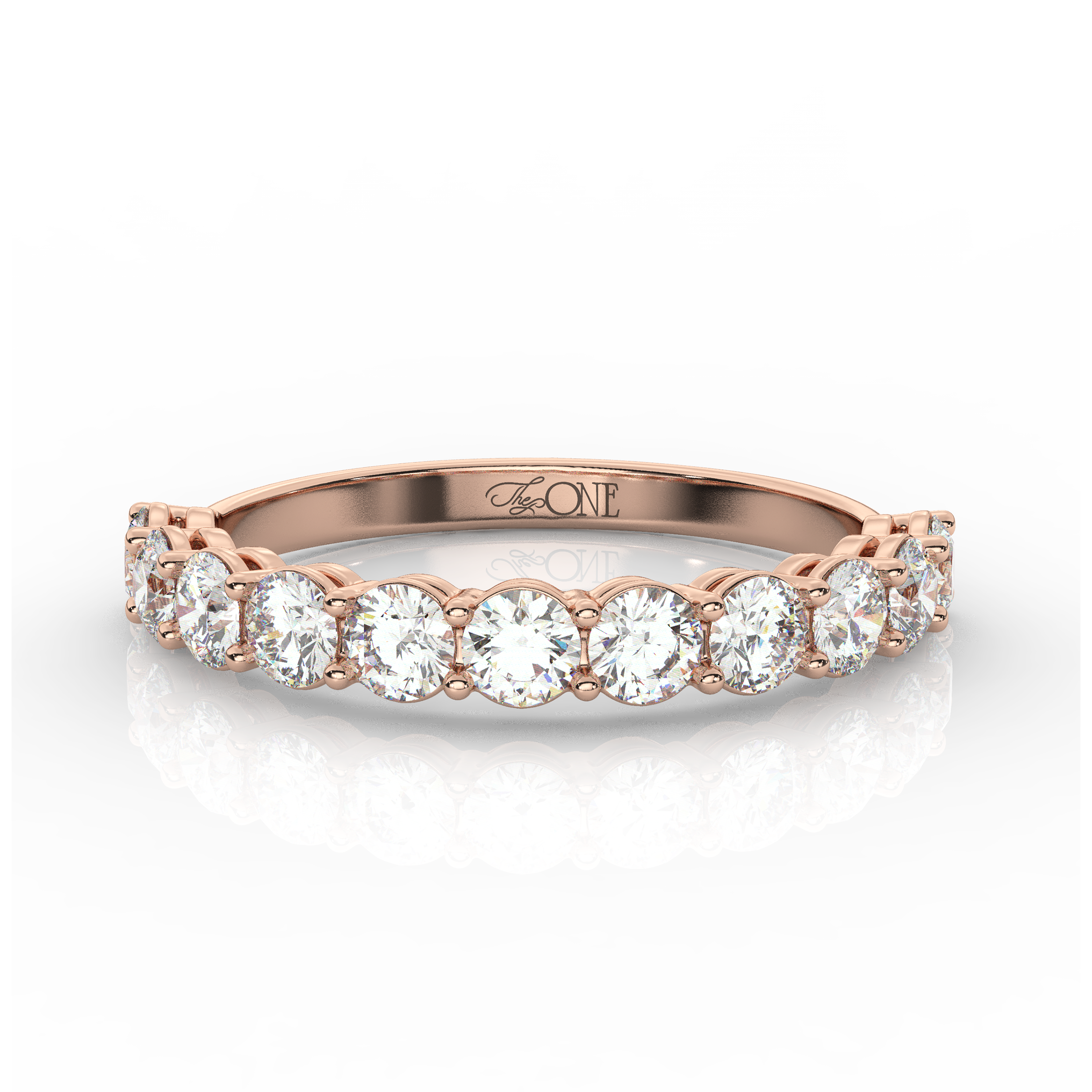 Round Diamond Half Eternity Band Rose Gold