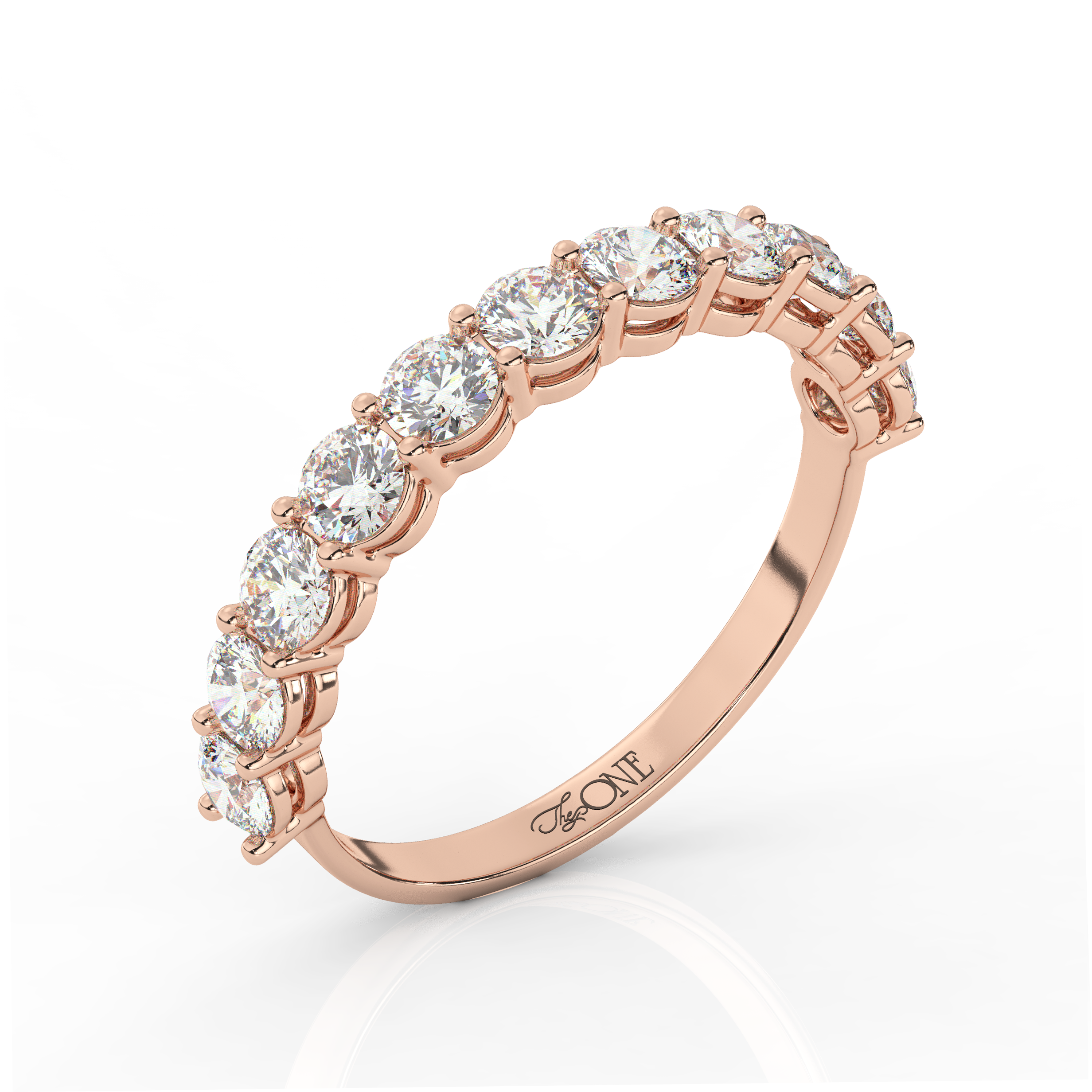 Round Diamond Half Eternity Band Rose Gold