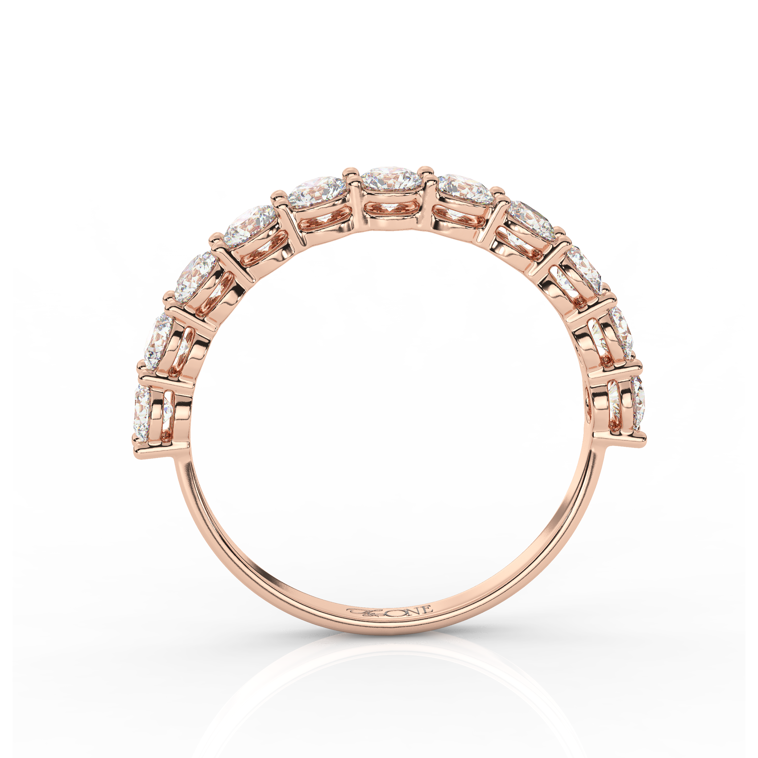 Round Diamond Half Eternity Band Rose Gold
