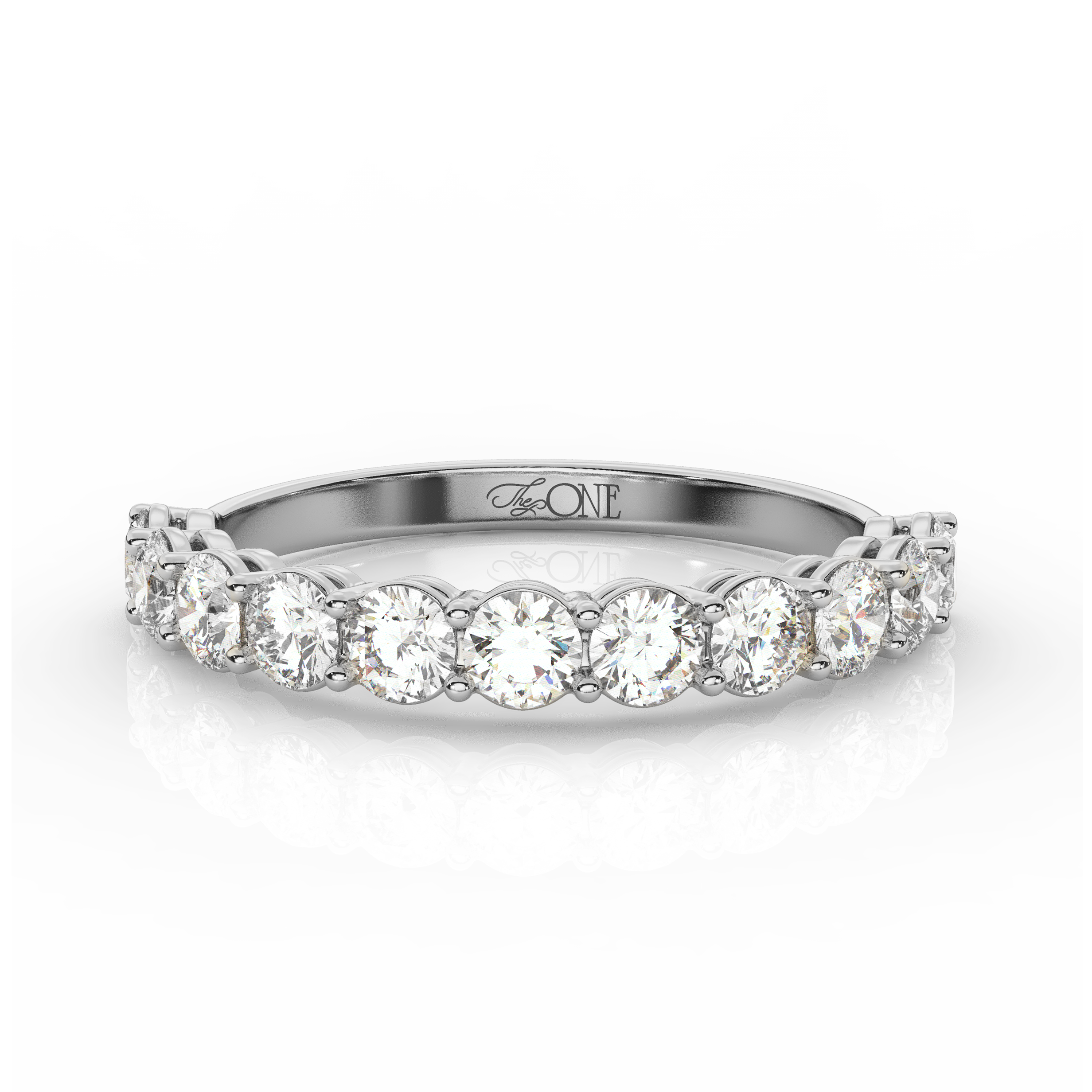 Round Diamond Half Eternity Band White Gold