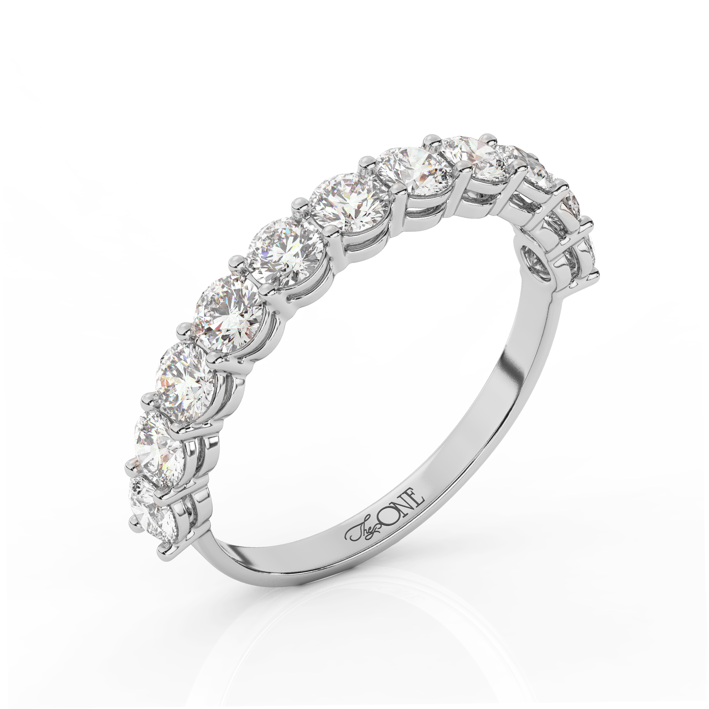 Round Diamond Half Eternity Band White Gold