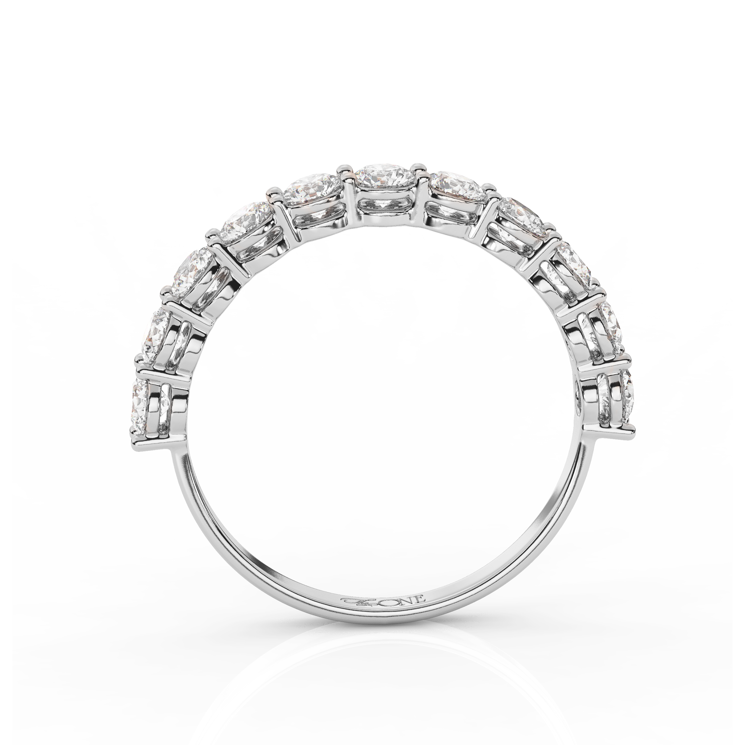 Round Diamond Half Eternity Band White Gold