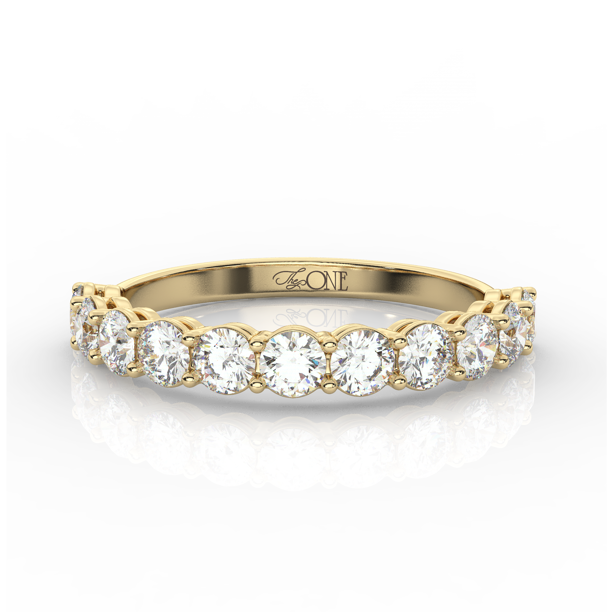 Round Diamond Half Eternity Band Yellow Gold