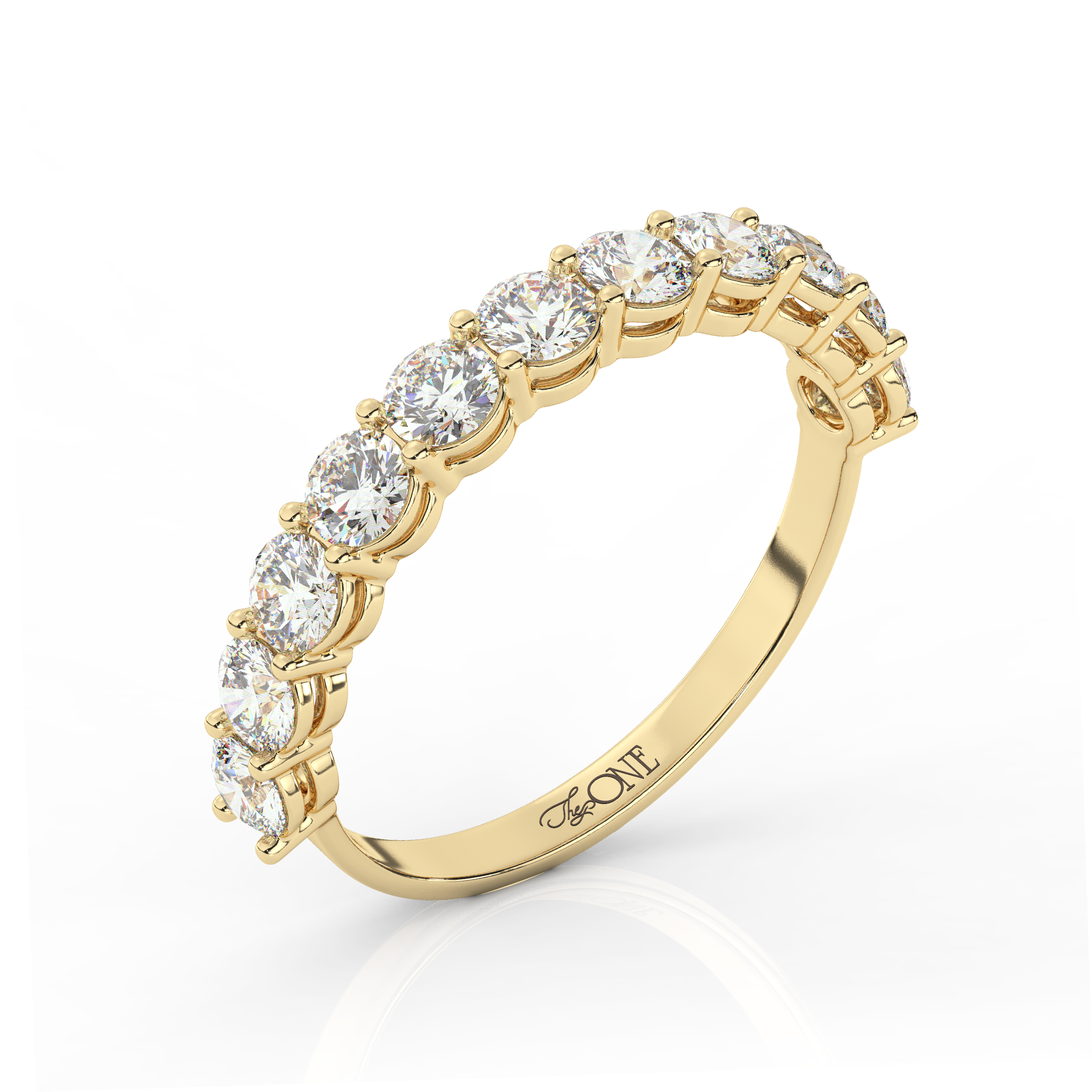 Round Diamond Half Eternity Band Yellow Gold