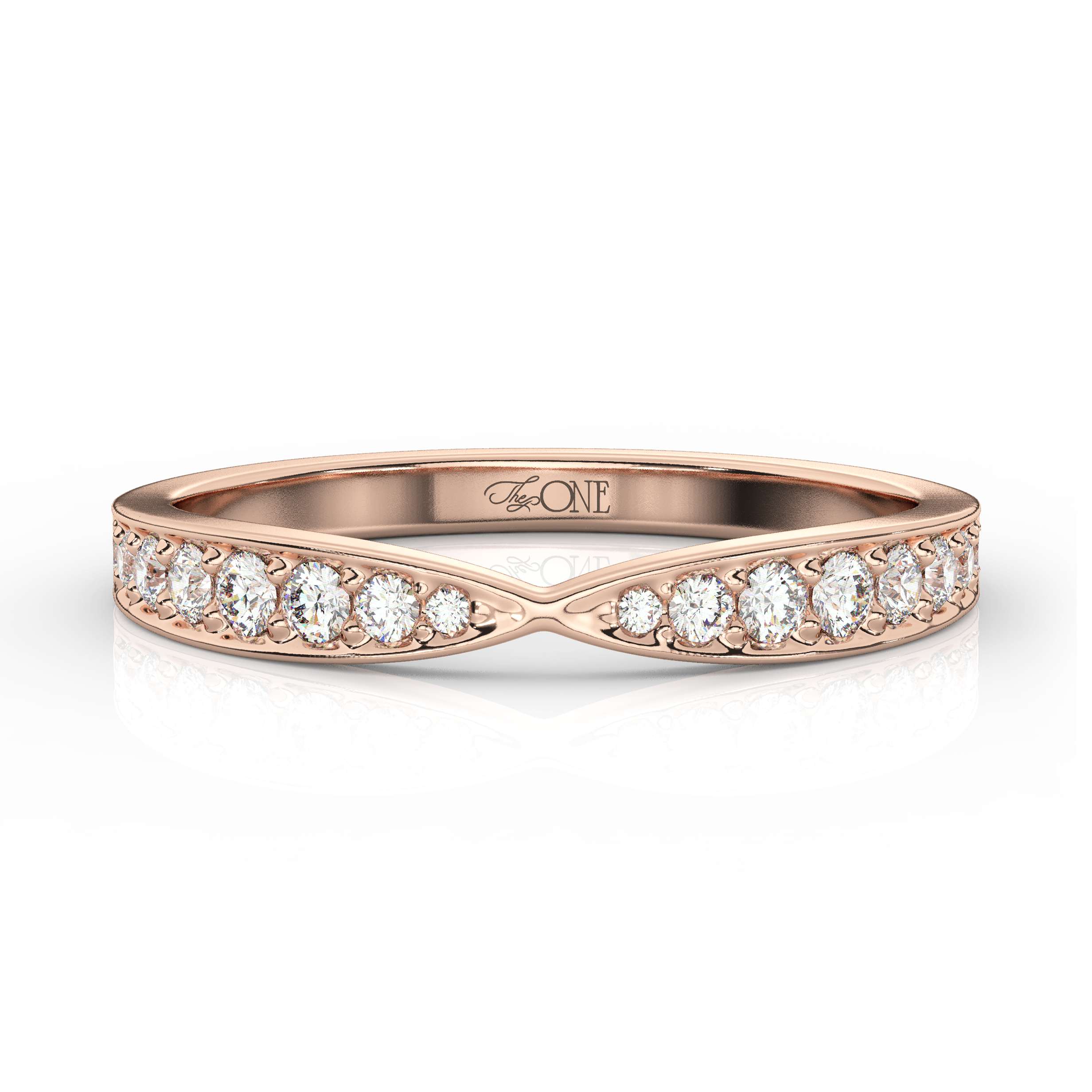 Round Diamond Tapered Wedding Band Rose Gold