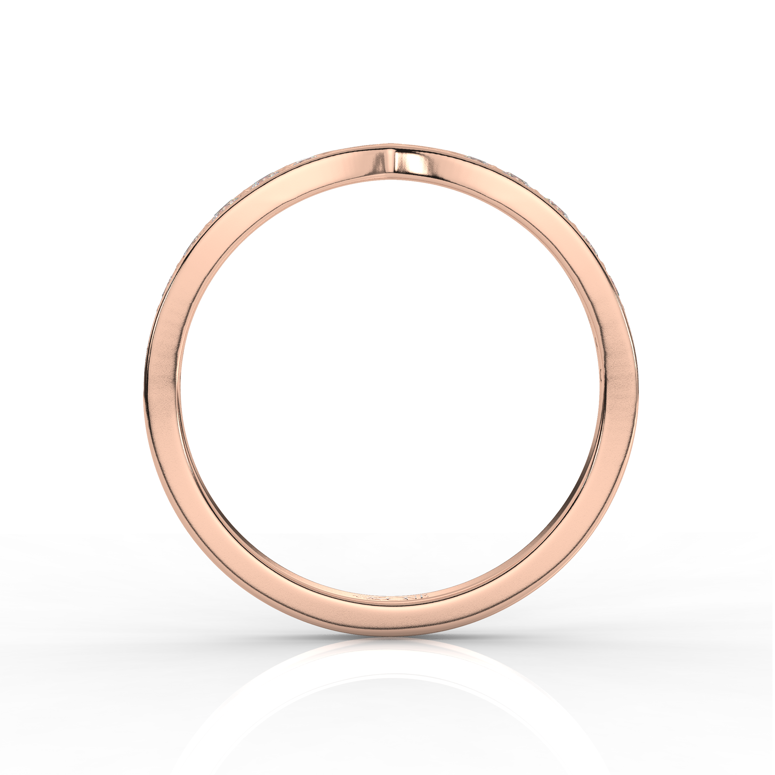 Round Diamond Tapered Wedding Band Rose Gold 
