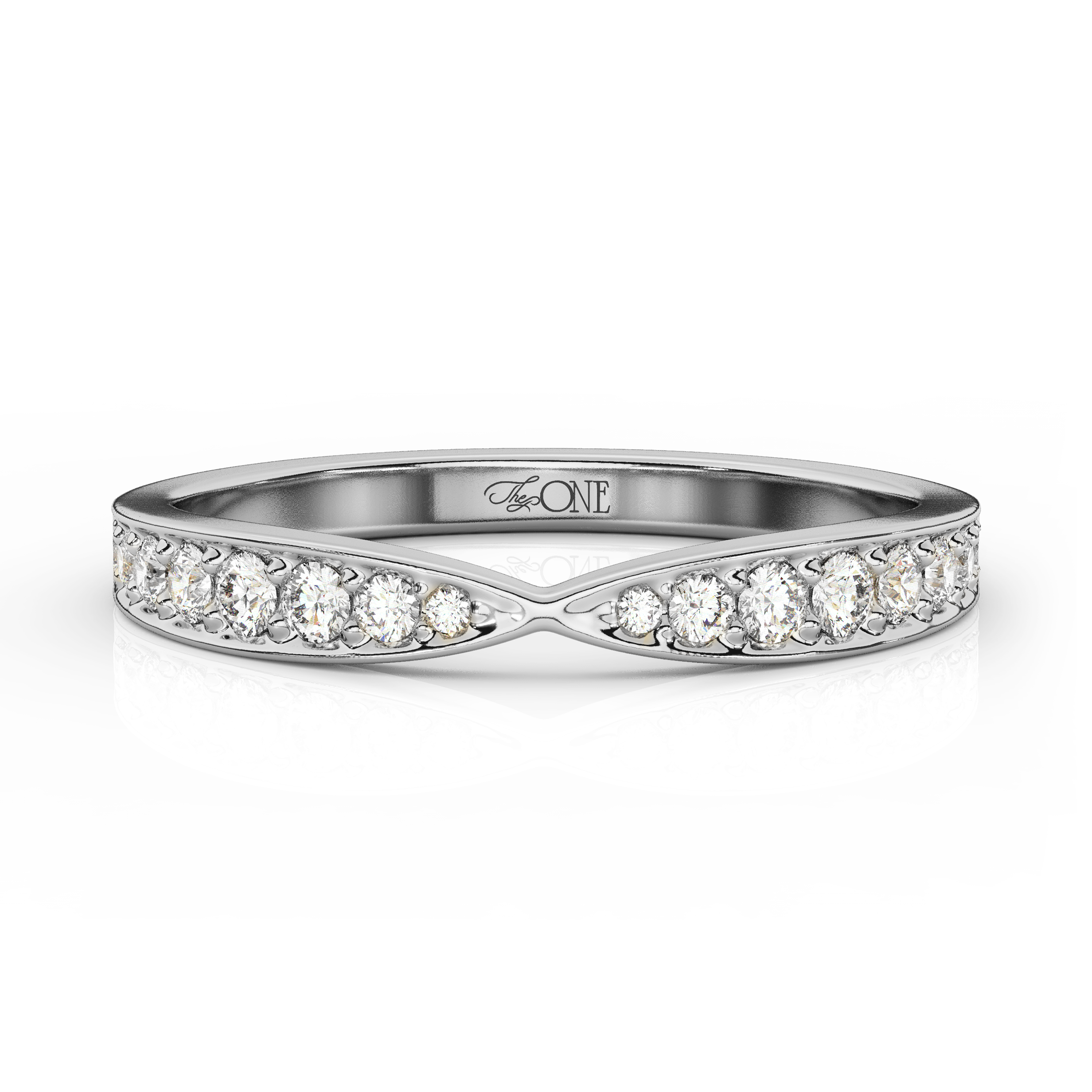 Round Diamond Tapered Wedding Band White Gold