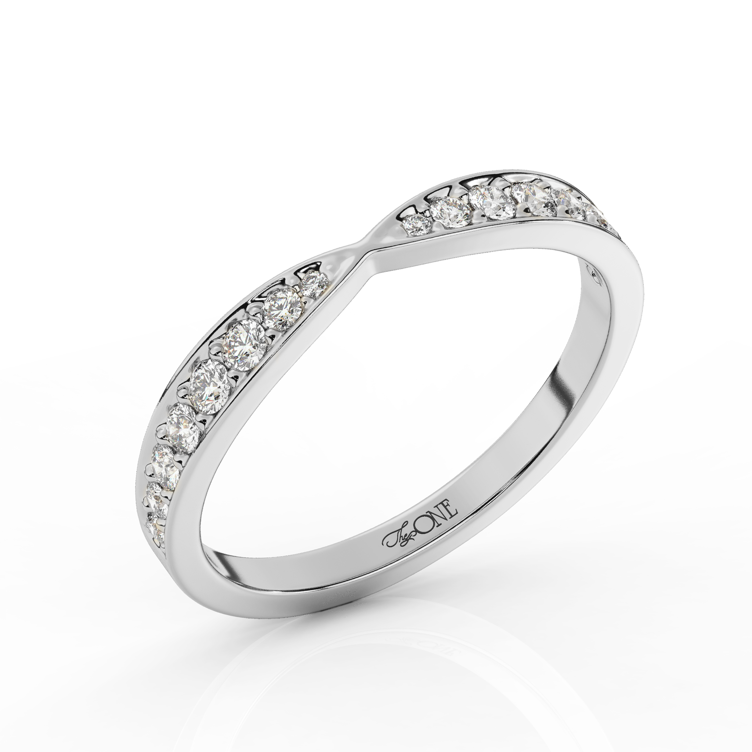 Round Diamond Tapered Wedding Band White Gold