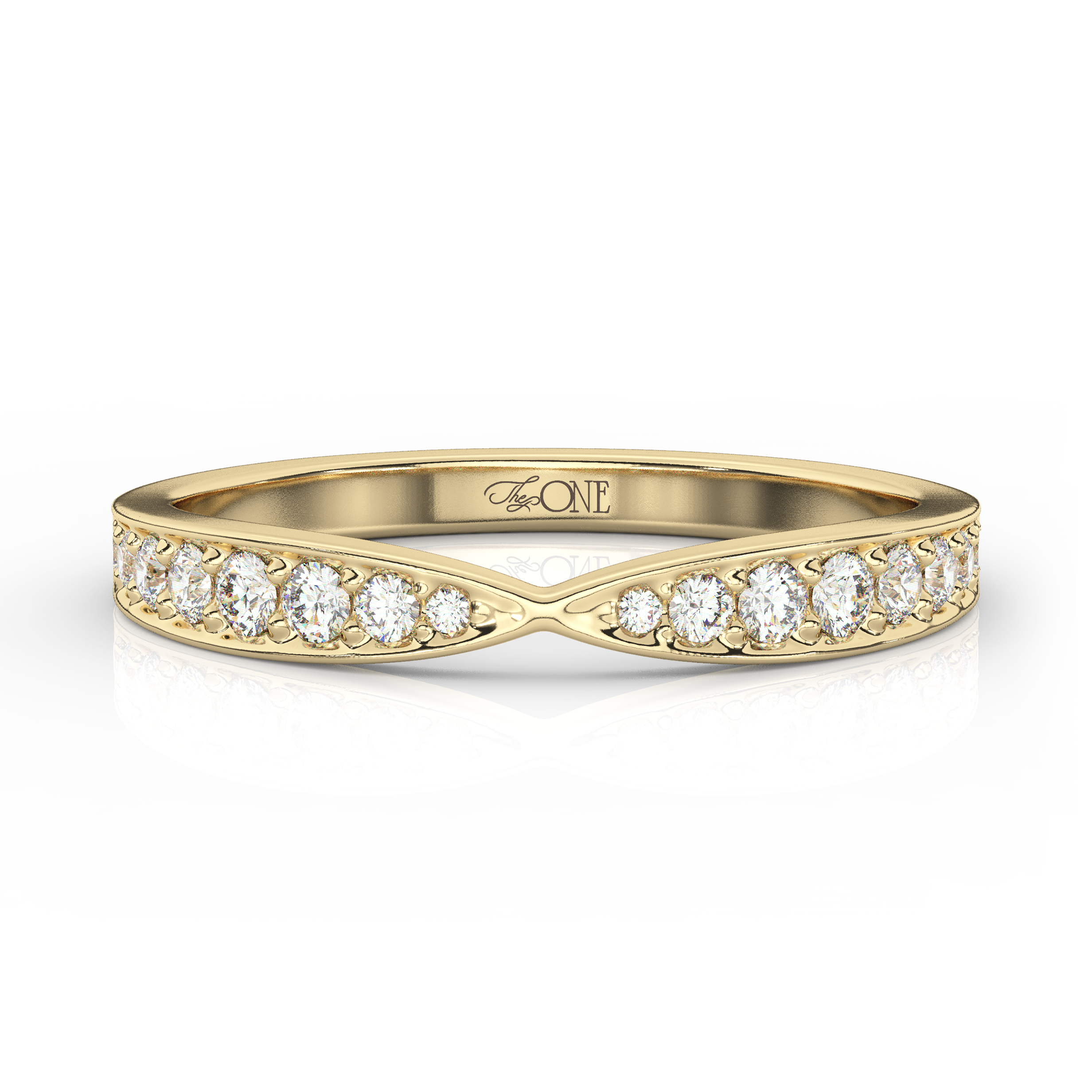 Round Diamond Tapered Wedding Band Yellow Gold