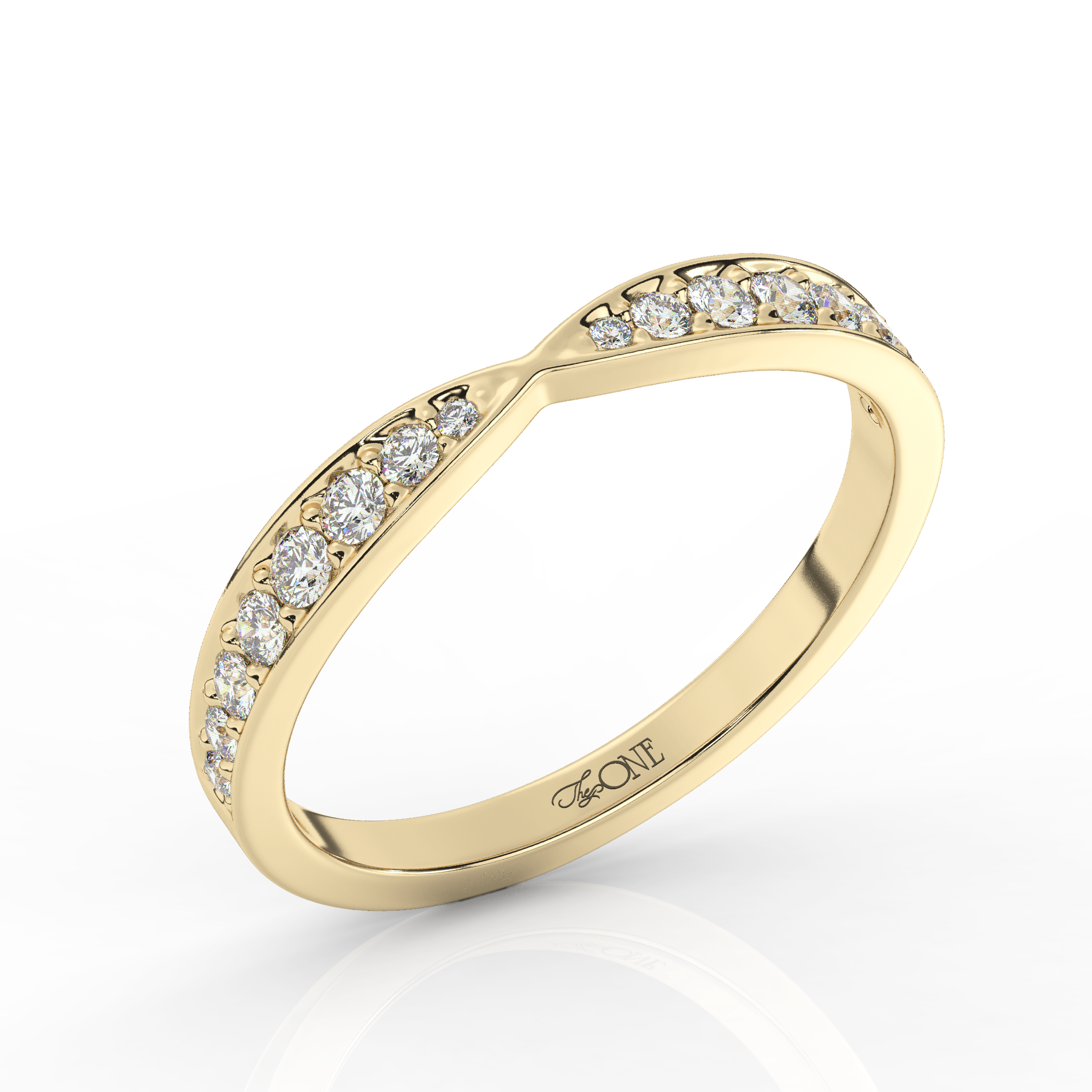 Round Diamond Tapered Wedding Band Yellow Gold