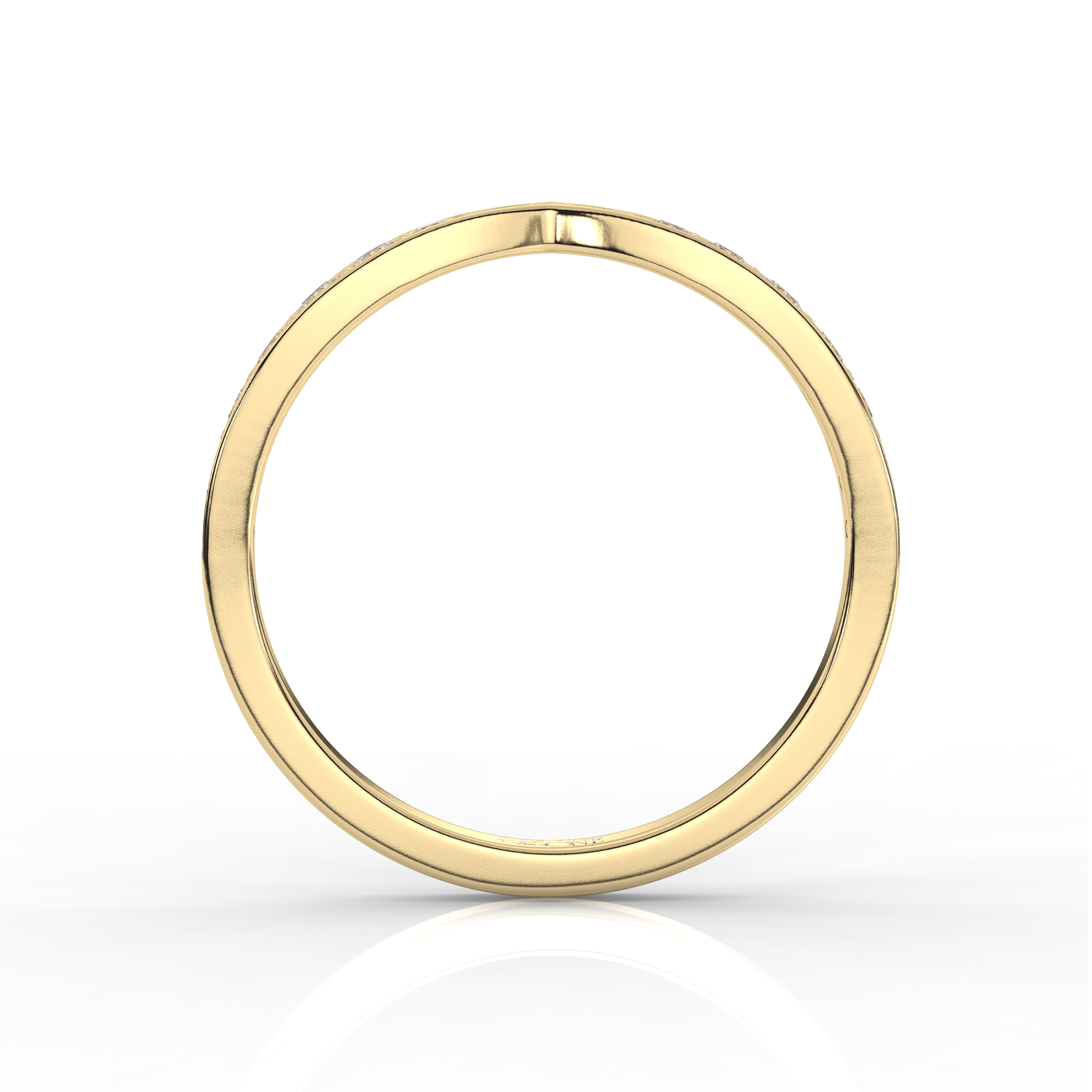 Round Diamond Tapered Wedding Band Yellow Gold