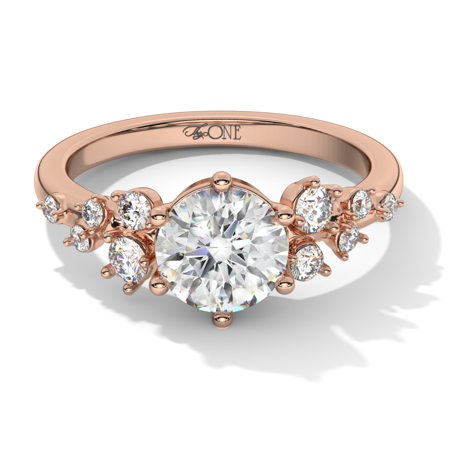 Round Multi-Stone Diamond Engagement Ring Rose Gold