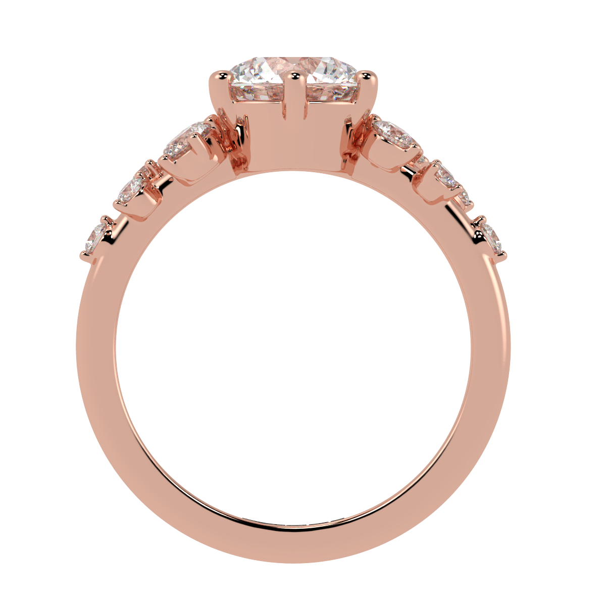 Round Multi-Stone Diamond Engagement Ring Rose Gold
