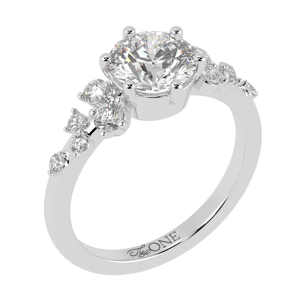 Round Multi-Stone Diamond Engagement Ring White Gold