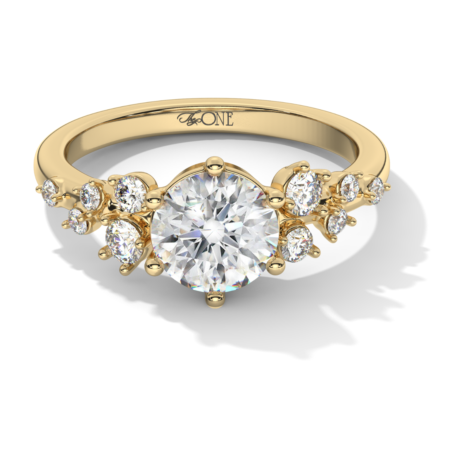Round Multi-Stone Diamond Engagement Ring Yellow Gold