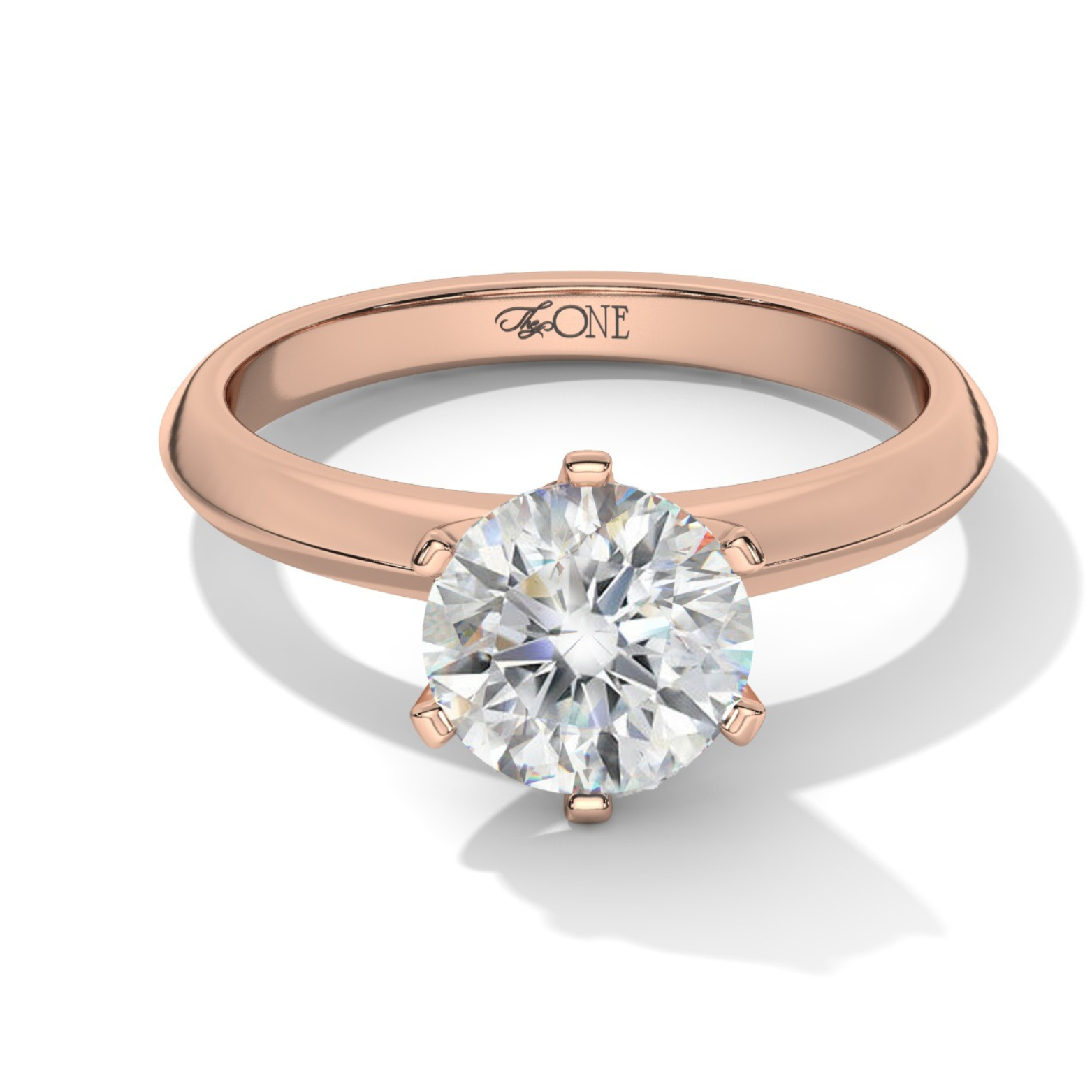Round Petal Solitaire Engagement Ring Rose Gold