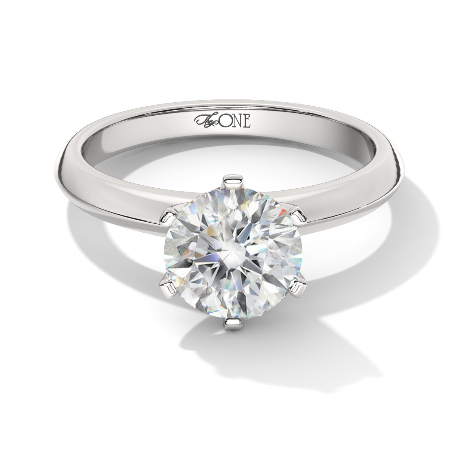 Round Petal Solitaire Engagement Ring White Gold