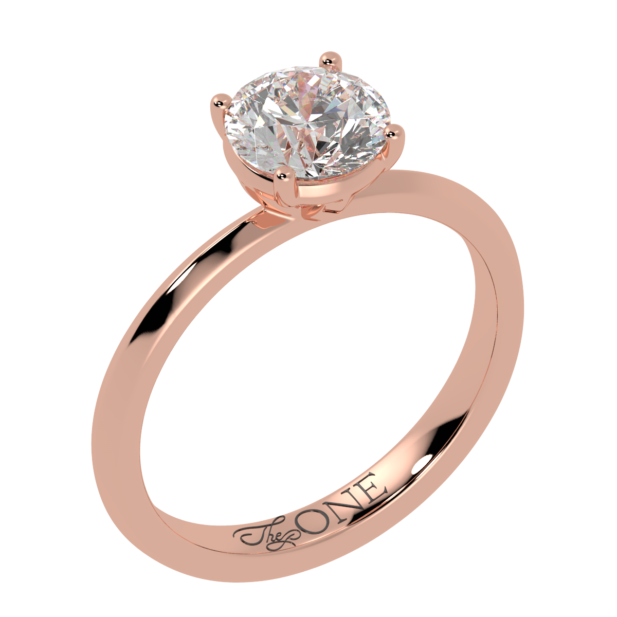 Round Solitaire 4-Claw Engagement Ring Rose Gold