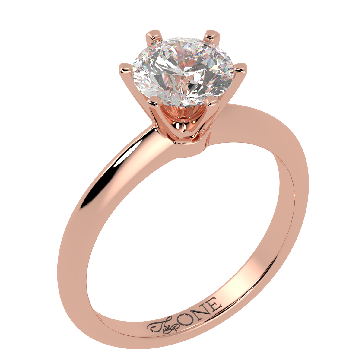 Round Solitaire 6-Claw Engagement Ring Rose Gold